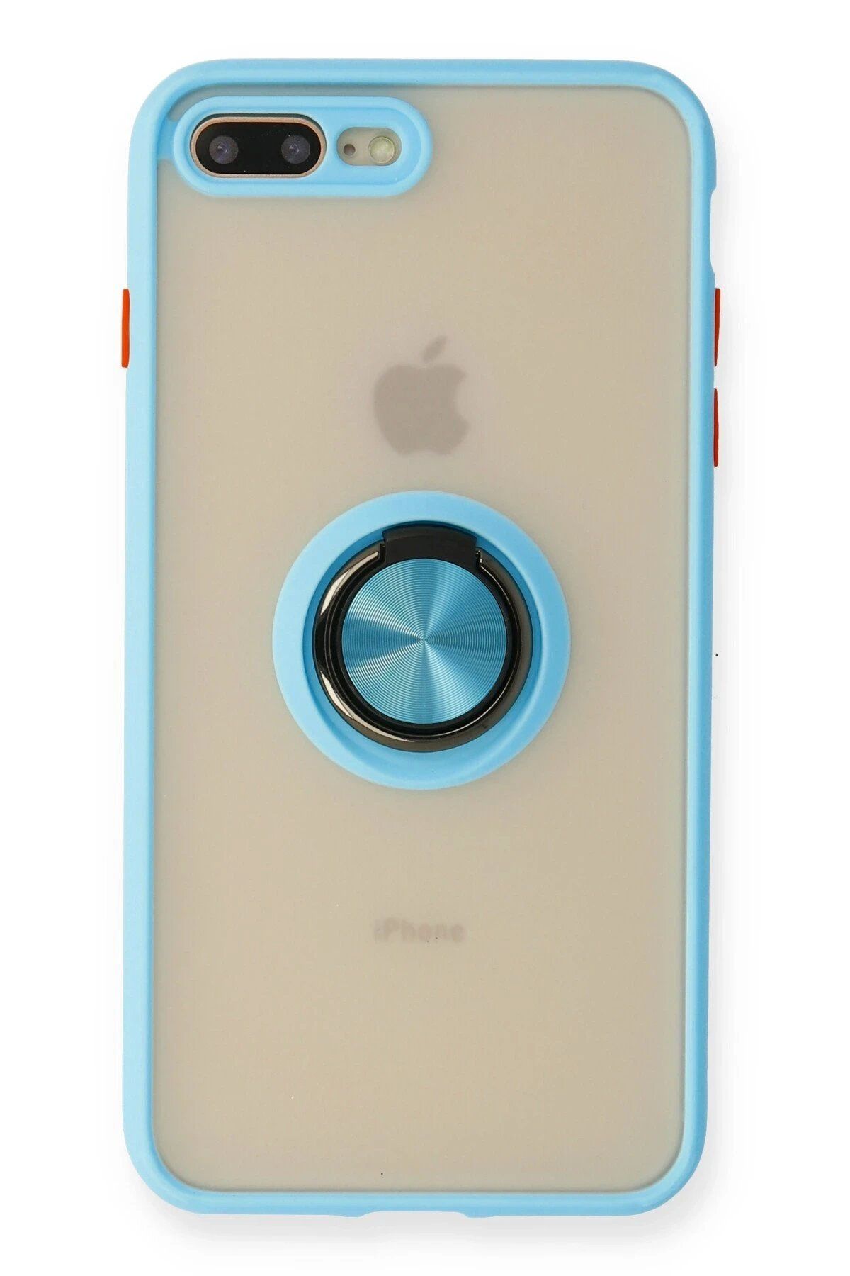 nerede bulurum Newface iPhone 7 Plus Kılıf Montreal Yüzüklü Silikon Kapak - Buz Mavi