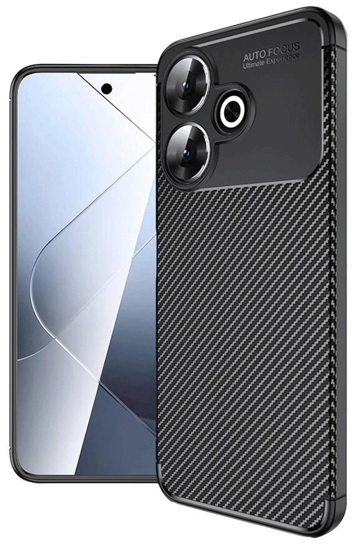 CepteToptan Newface Xiaomi Redmi 13 4G Kılıf Auto Focus Karbon Kapak - Siyah