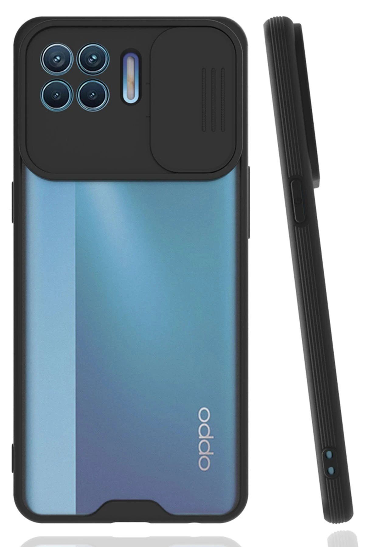 CepteToptan Newface Oppo Reno 4 Lite Kılıf Platin Kamera Koruma Silikon - Siyah