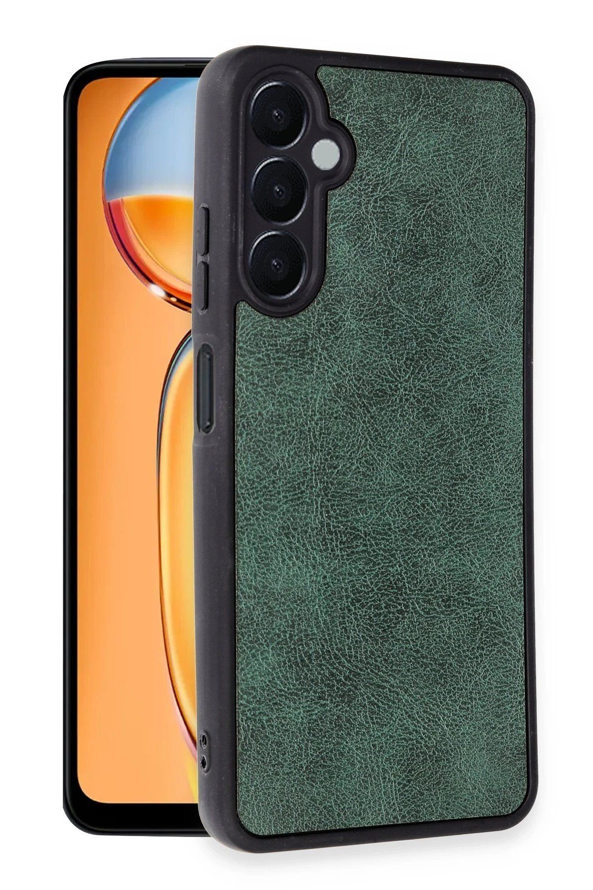 CepteToptan Newface Samsung Galaxy A56 Kılıf Aras Deri Kapak - Koyu Yeşil