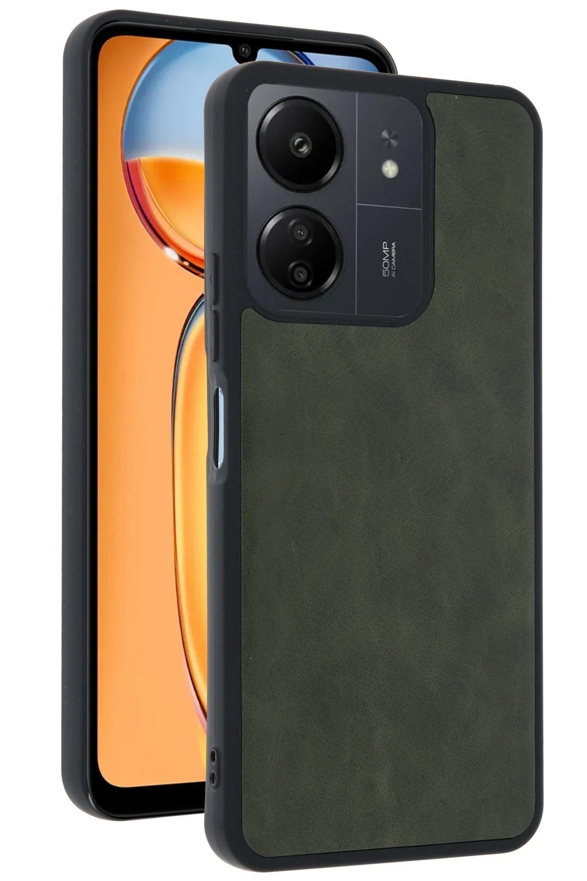 CepteToptan Newface Xiaomi Redmi 13C Kılıf Aras Deri Kapak - Açık Yeşil