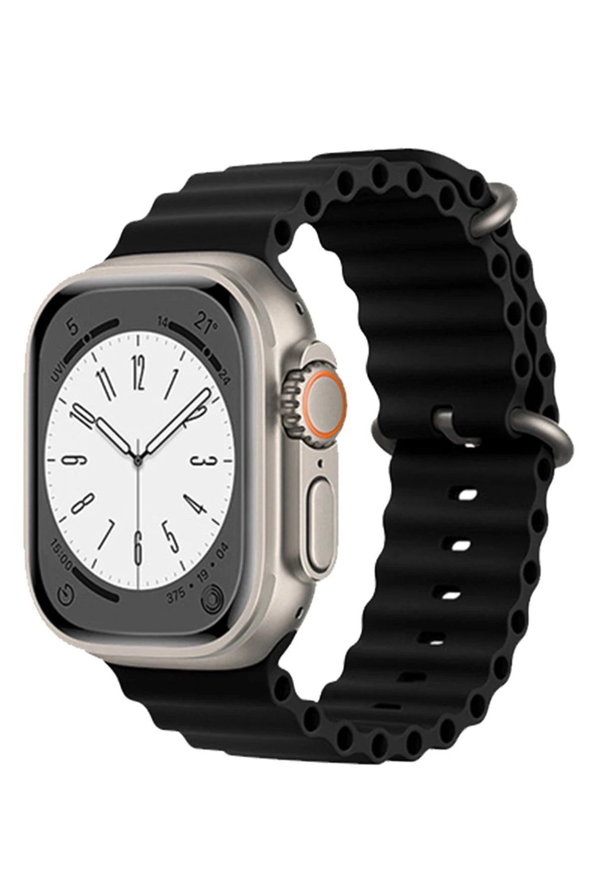 CepteToptan Newface Apple Watch 38mm Uyumlu  Ocean Kordon - Siyah