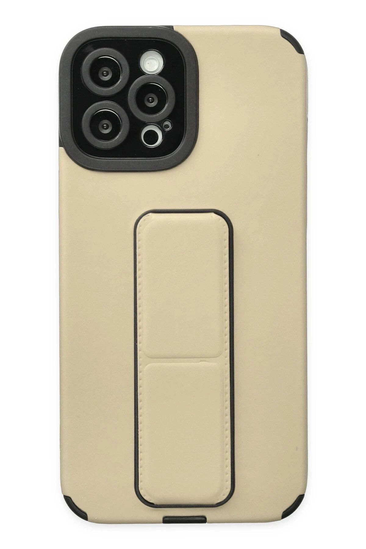 Toptan Bulurum Newface iPhone 12 Pro Max Kılıf Mega Standlı Silikon - Gold