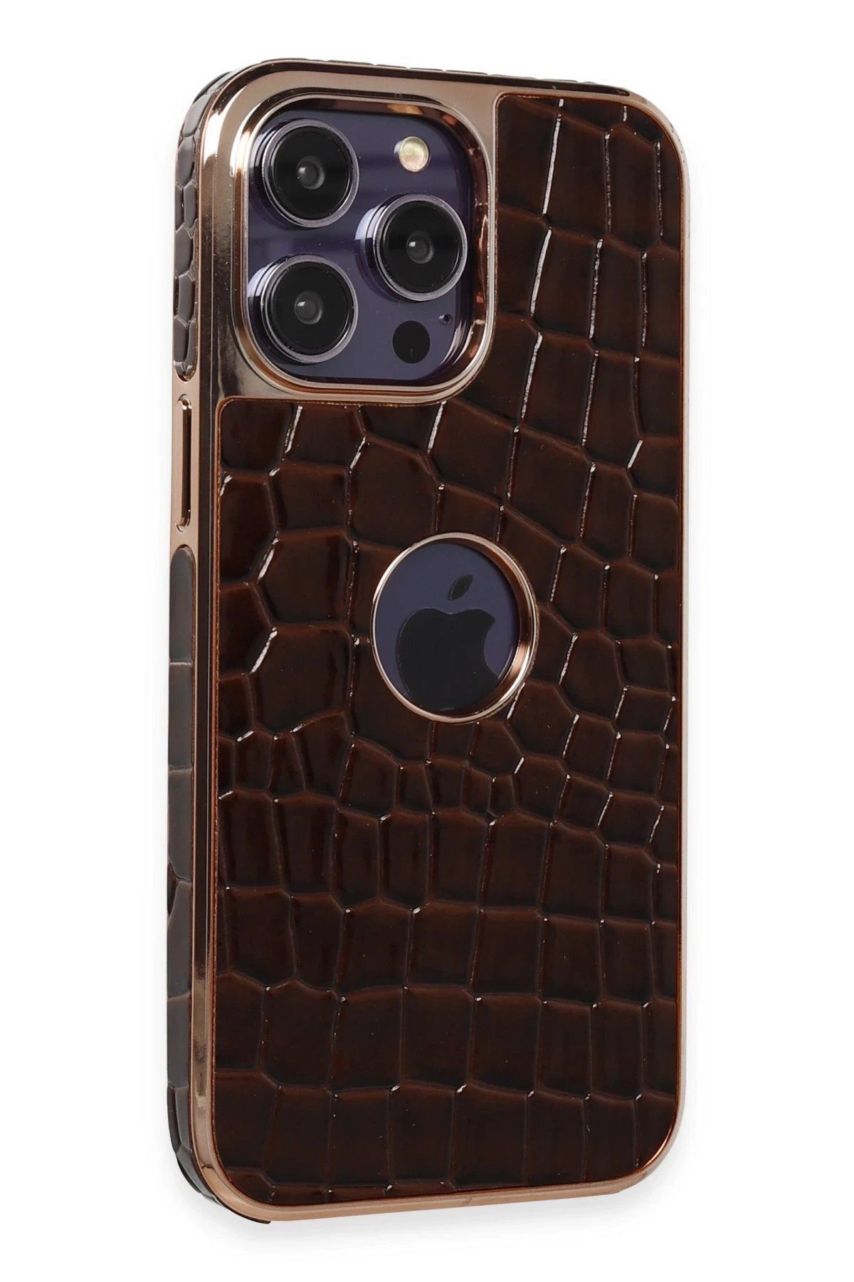 CepteToptan Newface iPhone 14 Pro Max Kılıf Snake Kapak - Kahverengi