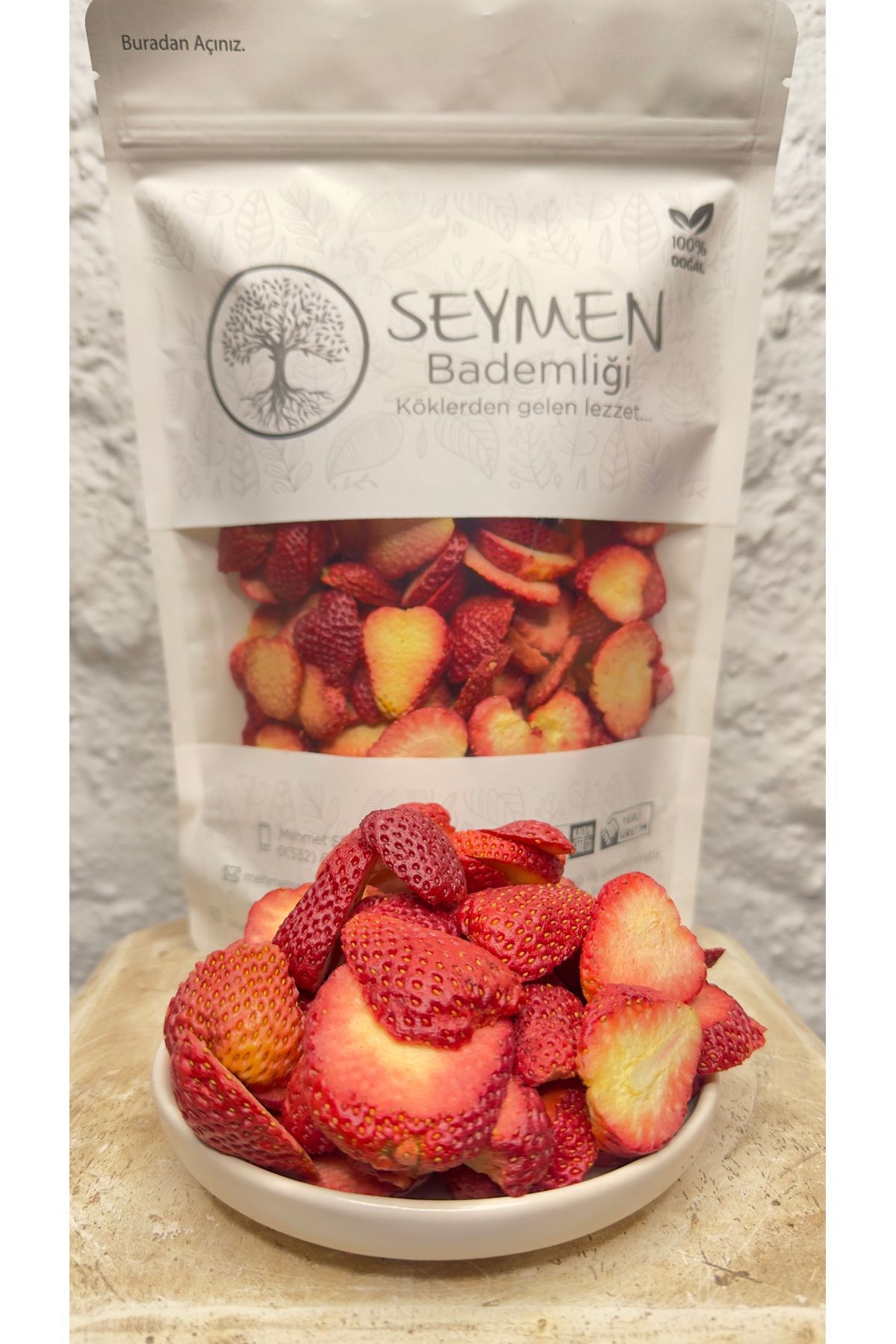 Seymen Bademliği Freeze dry kurutulmuş çilek kurusu 20 gr