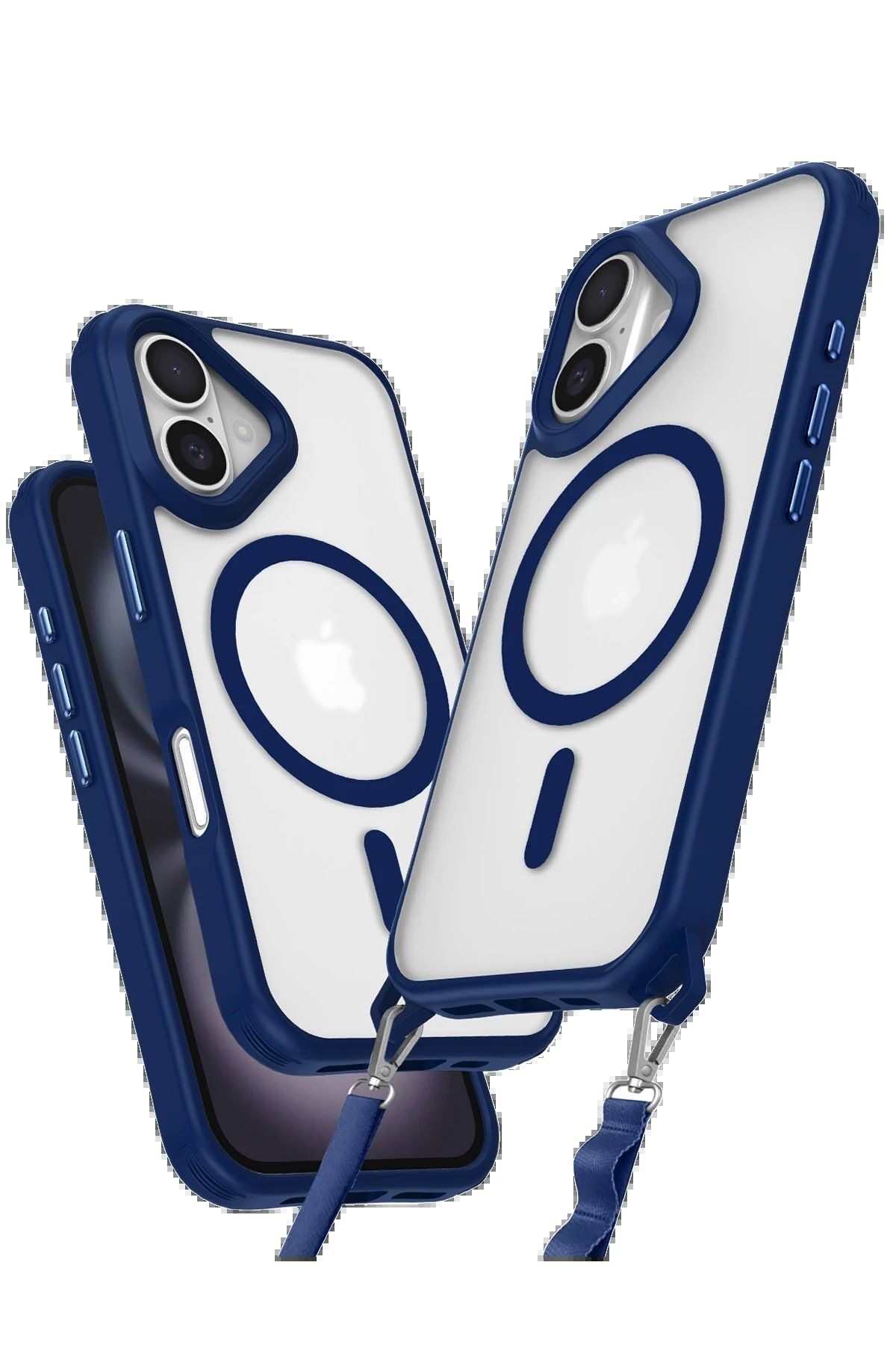 CepteToptan Newface iPhone 16 Plus Kılıf Enka Magsafe Silikon Kılıf - Lacivert