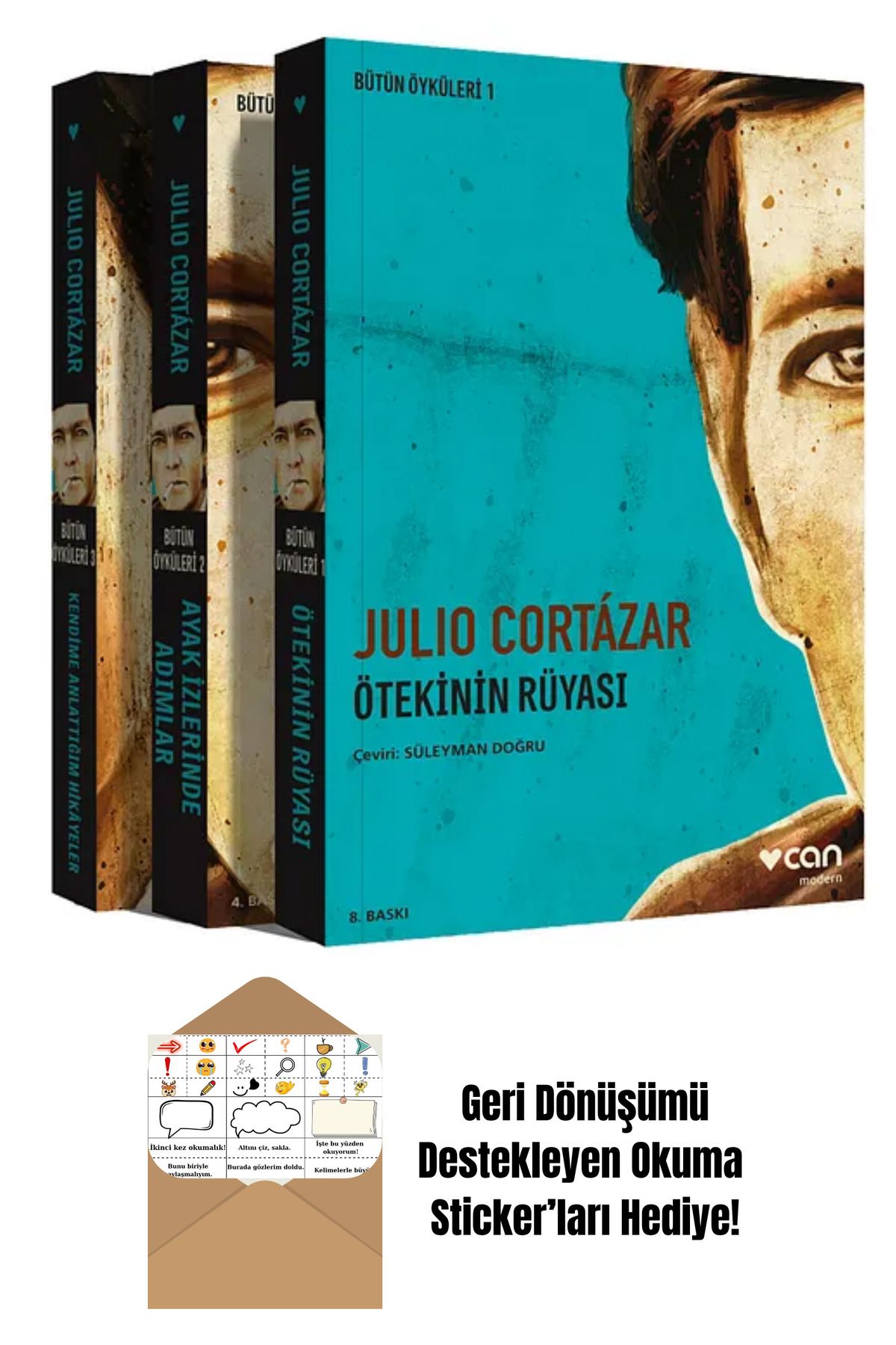 Can Yayınları Julio Cortázar Bütün Öyküleri Seti (1-2-3) + Okuma Sticker'ları