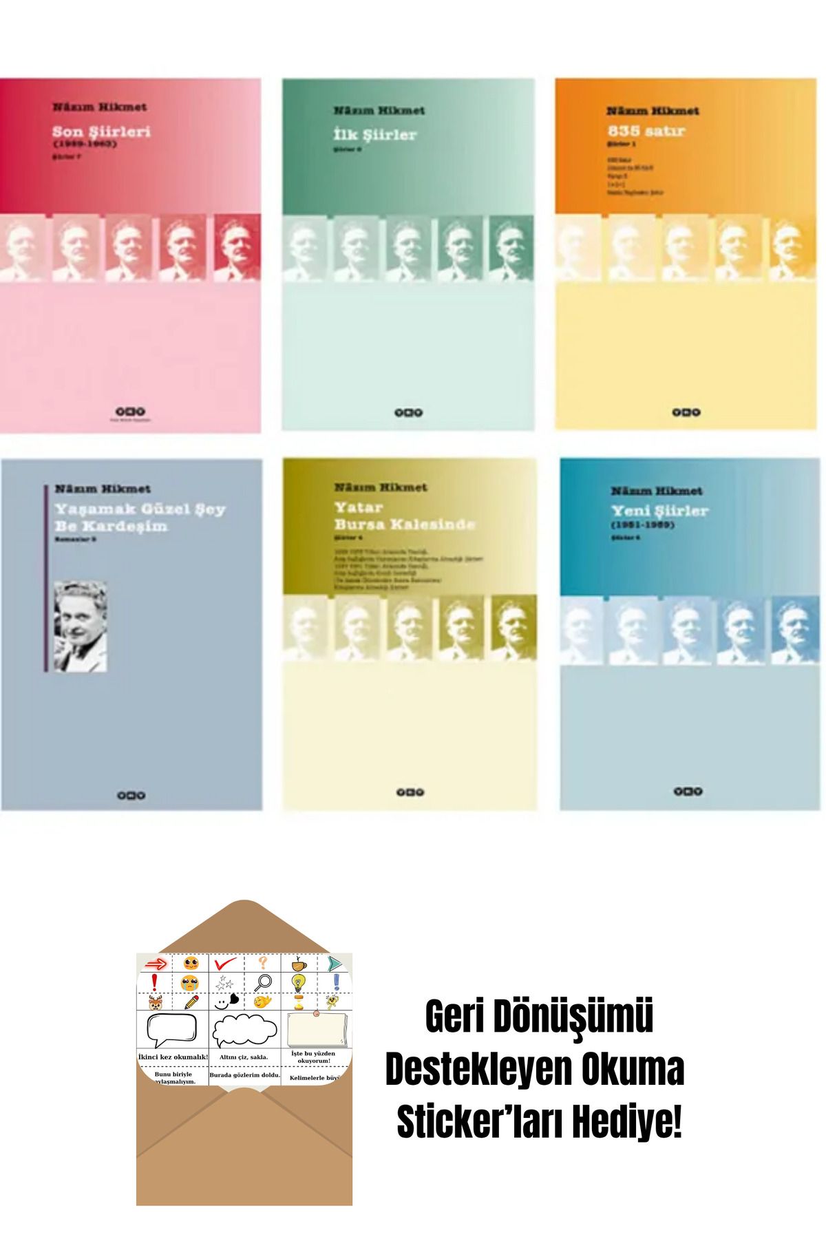 Yapı Kredi Yayınları Nazım Hikmet - Şiirler - 6 Kitap Set + Okuma Sticker'ları