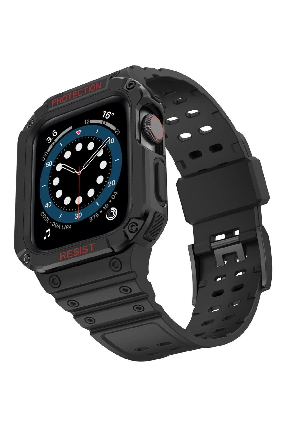 CepteToptan Newface Apple Watch 42mm Uyumlu  KR401 Silikon Kordon - Siyah