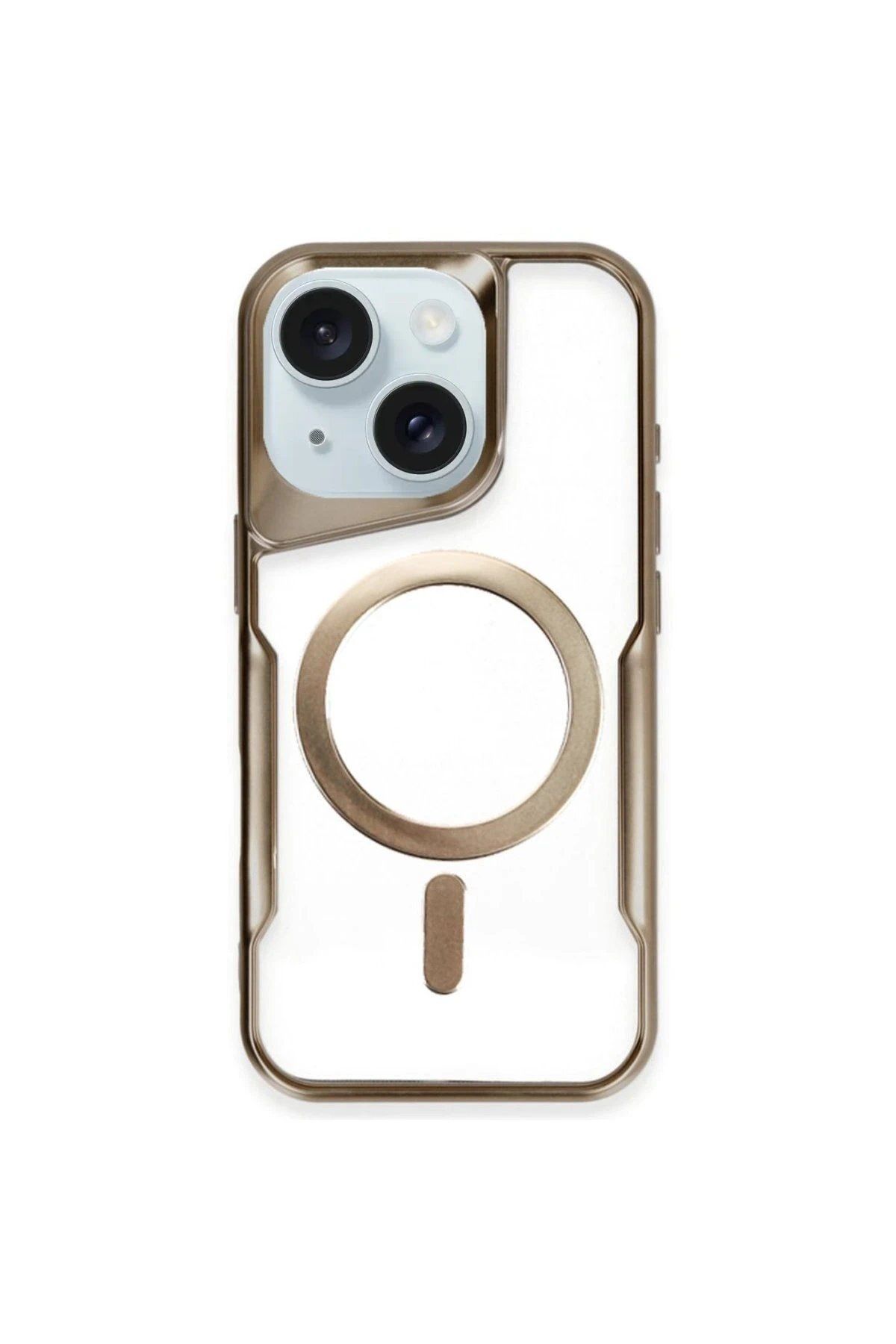 CepteToptan Newface iPhone 14 Kılıf Boyi Magsafe Silikon Kapak - Kahverengi