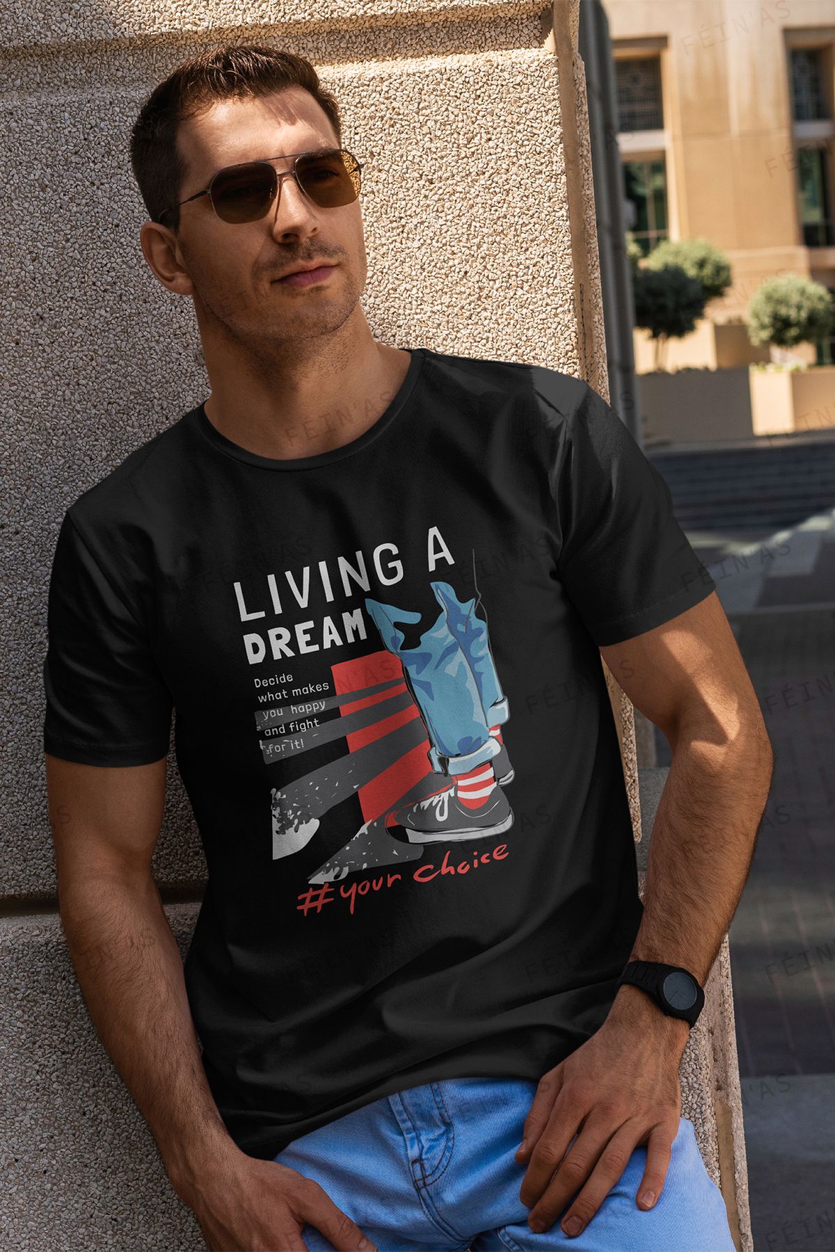 feinas Erkek Tshirt - Living a Dream (1. Sınıf Penye)