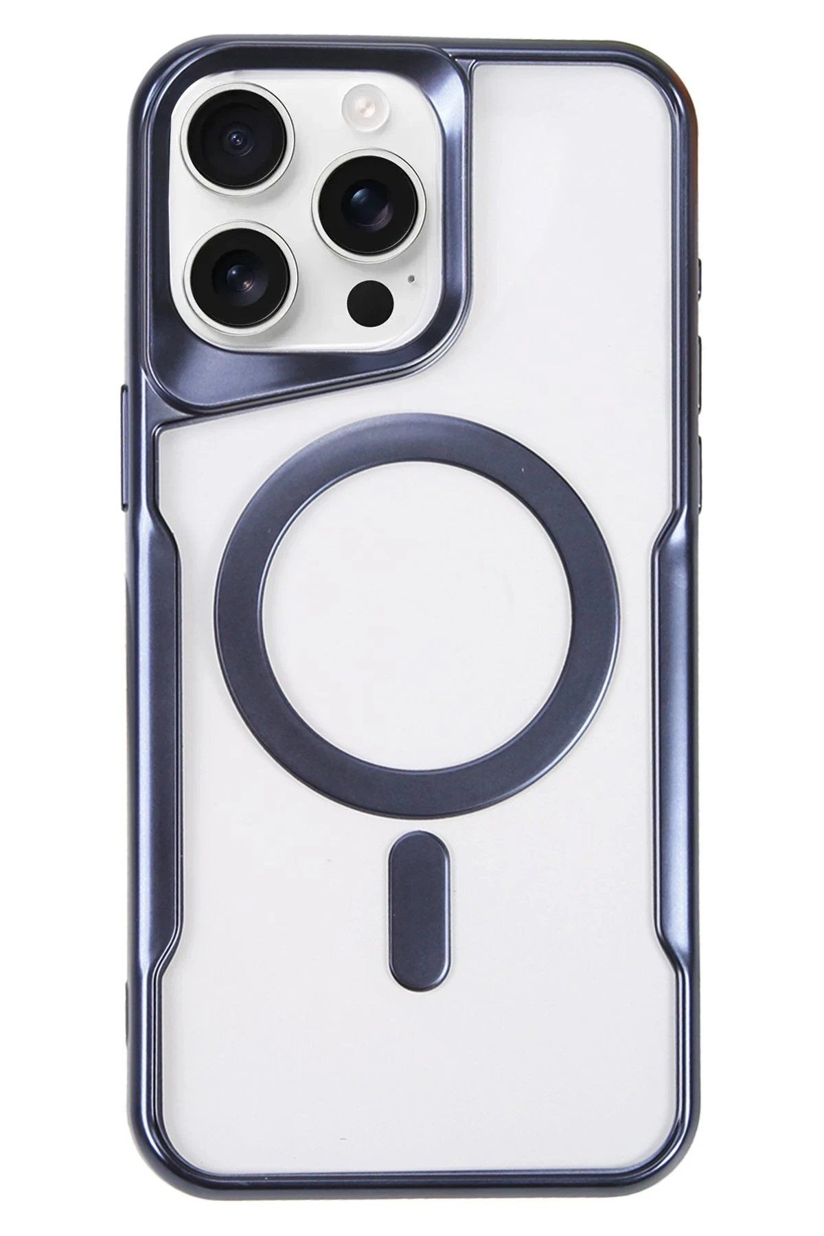 CepteToptan Newface iPhone 16 Pro Max Kılıf Boyi Magsafe Silikon Kapak - Lacivert