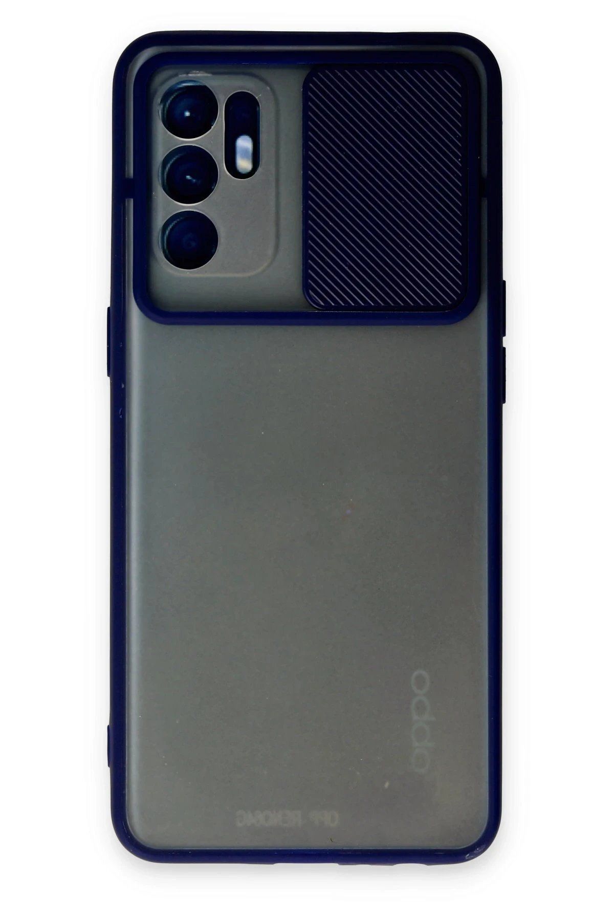 CepteToptan Newface Oppo Reno 6 Kılıf Palm Buzlu Kamera Sürgülü Silikon - Lacivert