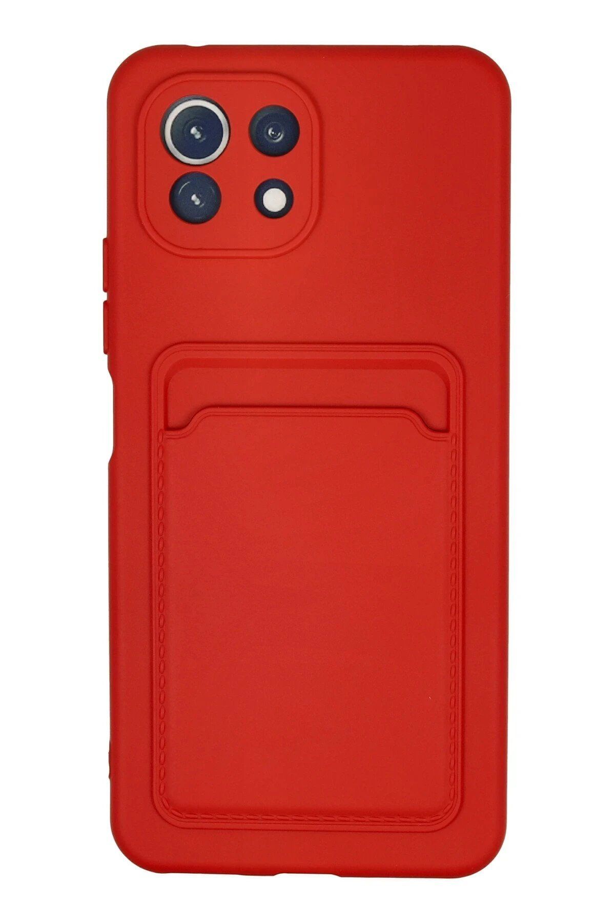 CepteToptan Newface Xiaomi Mİ 11 Lite Kılıf Kelvin Kartvizitli Silikon - Kırmızı