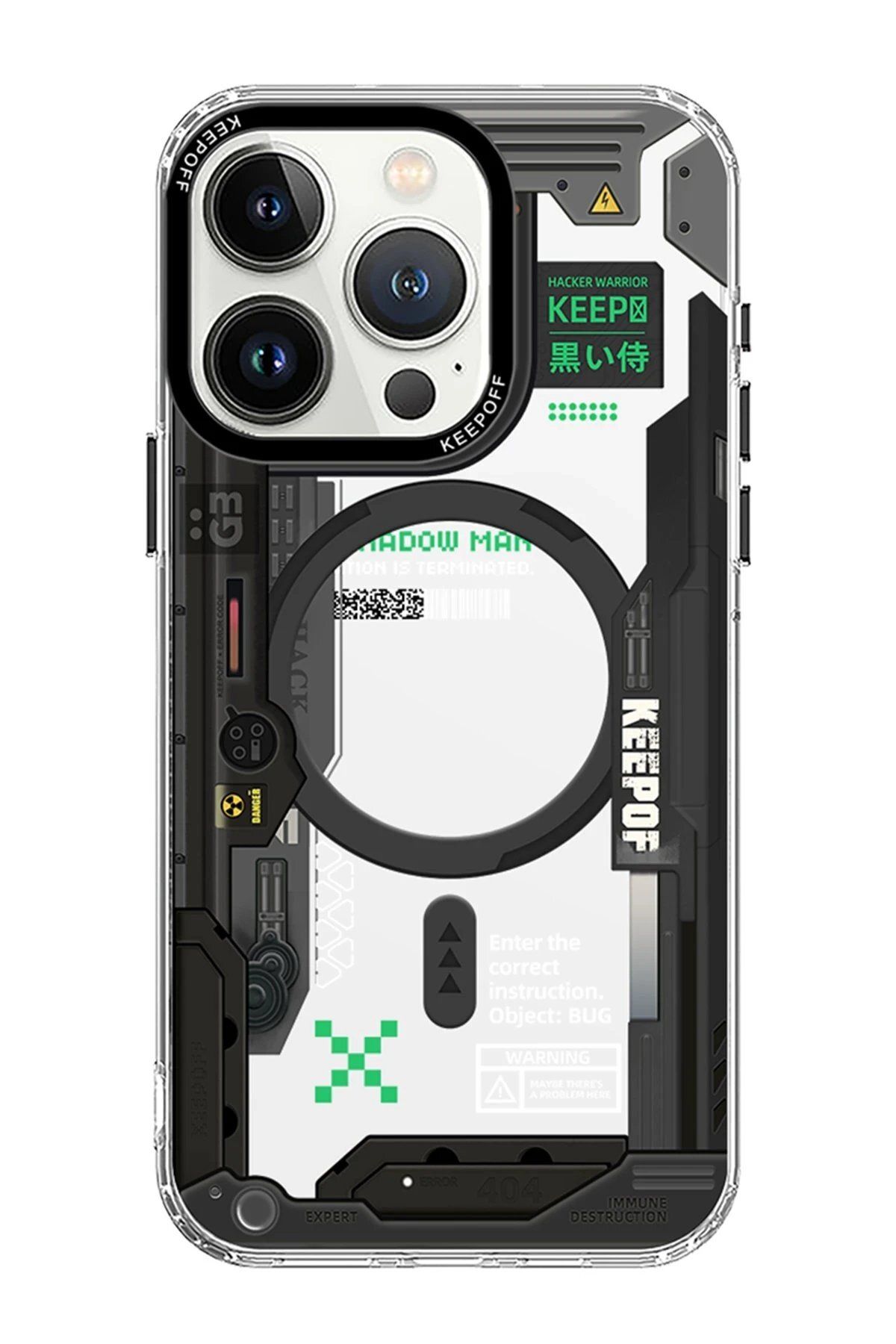 CepteToptan Keep Off iPhone 15 Pro Max Future Armor Magsafe Kapak - Black Samurai
