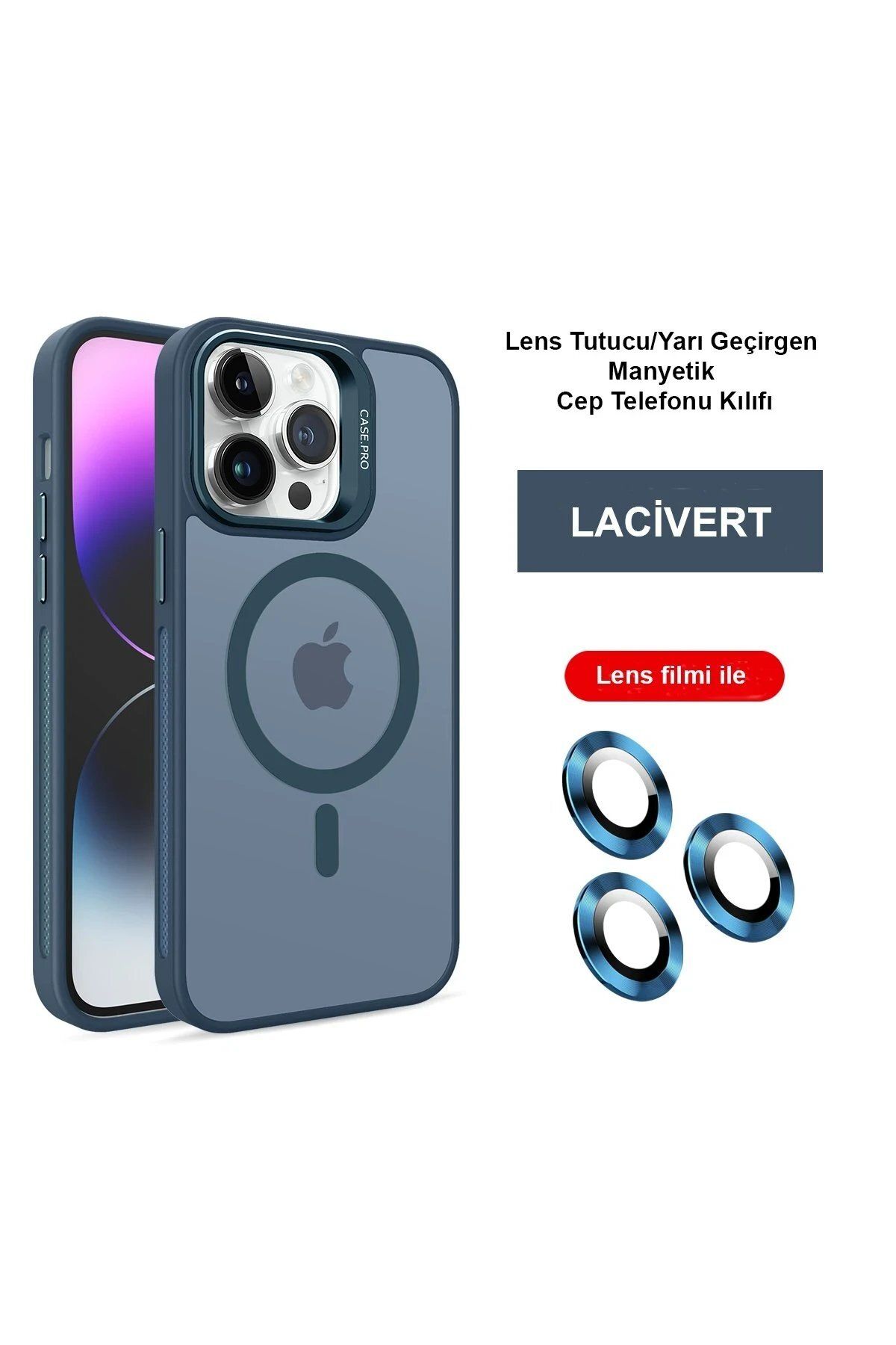 Joko iPhone 14 Pro Kılıf Flet Lens Magsafe Kapak - Lacivert