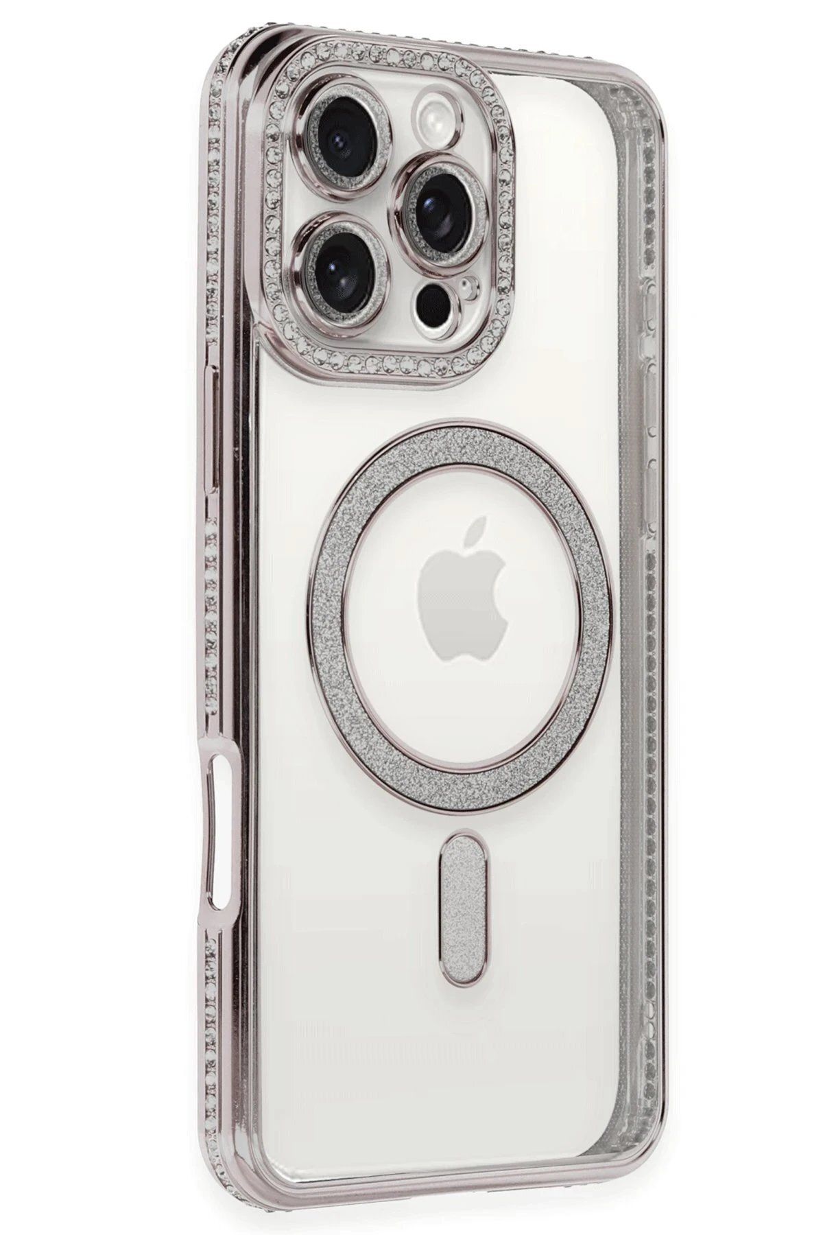 CepteToptan Newface iPhone 16 Pro Max Kılıf Joke Simli Magneticsafe Kılıf - Pembe