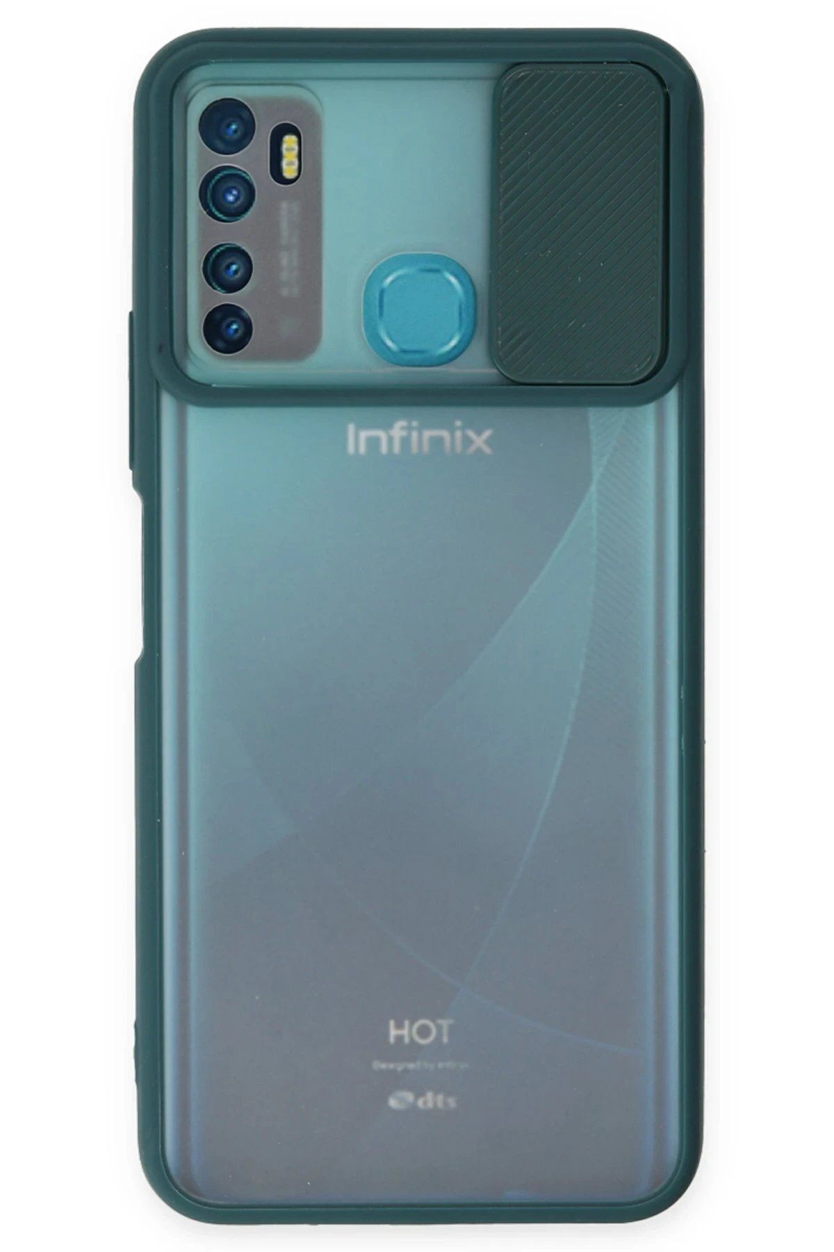 CepteToptan Newface İnfinix Hot 9 Kılıf Palm Buzlu Kamera Sürgülü Silikon - Yeşil
