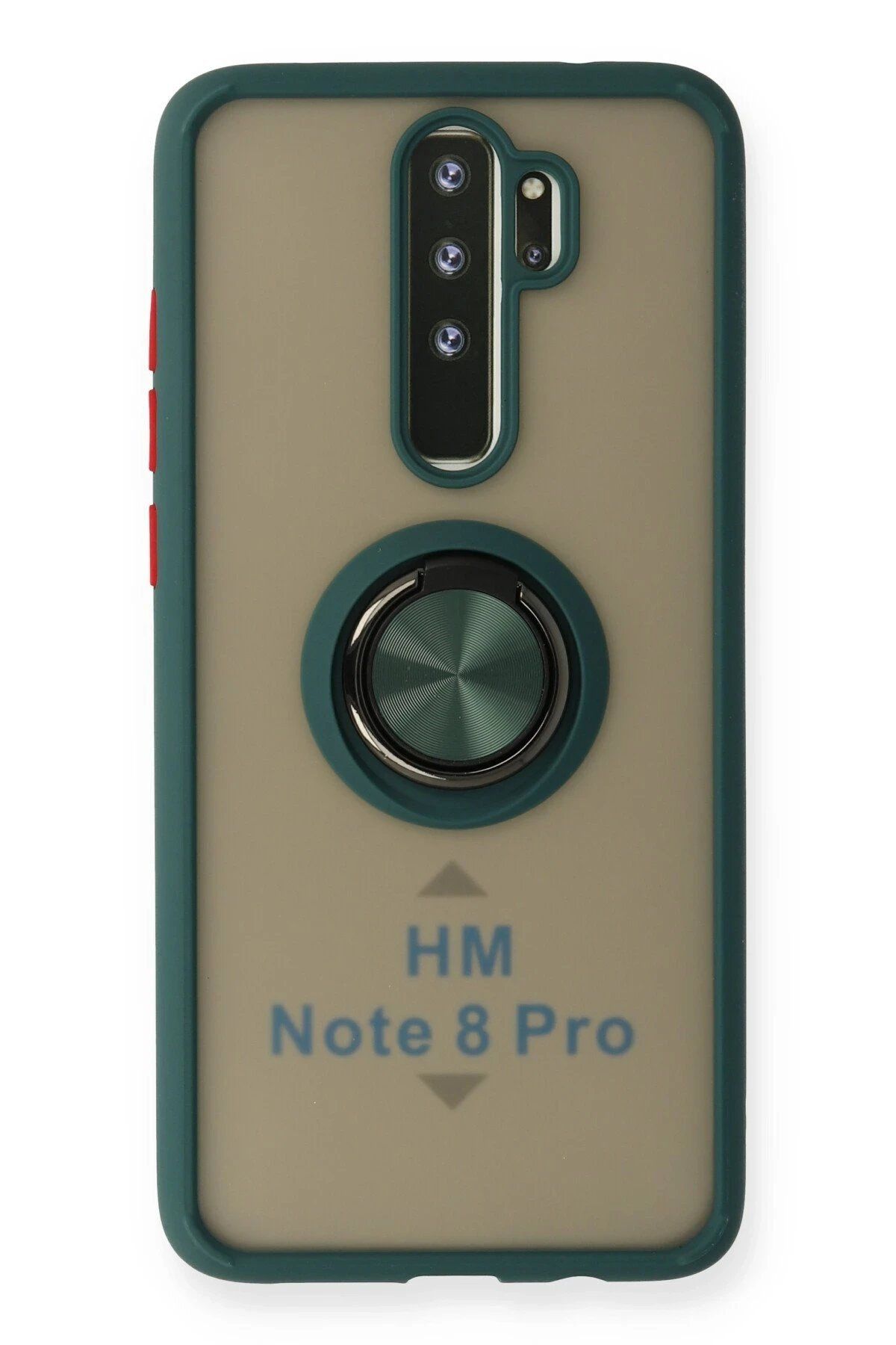 CepteToptan Newface Xiaomi Redmi Note 8 Pro Kılıf Montreal Yüzüklü Silikon Kapak - Yeşil