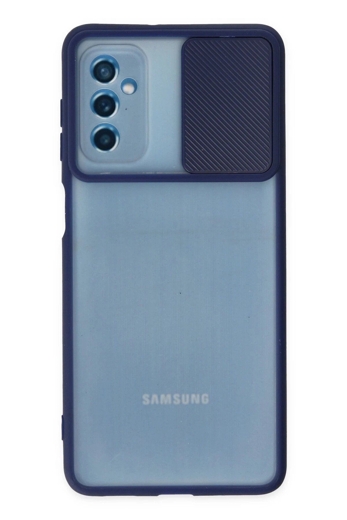 CepteToptan Newface Samsung Galaxy M52 5G Kılıf Palm Buzlu Kamera Sürgülü Silikon - Lacivert