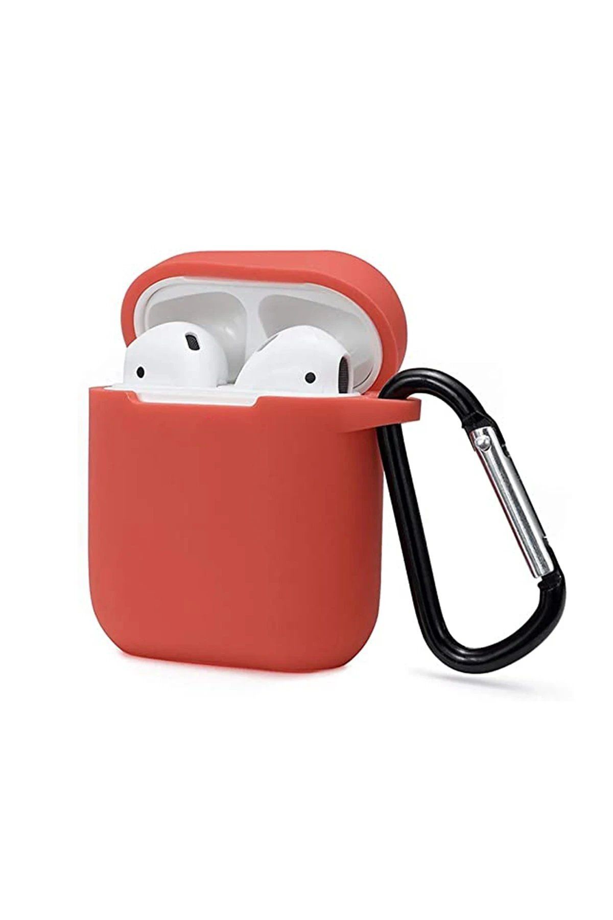 CepteToptan Newface Airpods 2 (2.nesil) Sert Silikon Kılıf - Kırmızı
