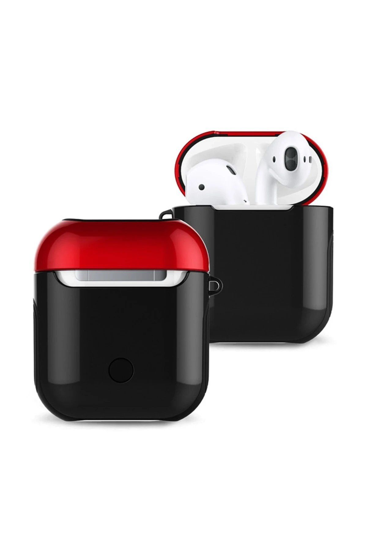 Toptan Bulurum Newface Airpods 2 (2.nesil) 3in1 Kılıf - Siyah-Kırmızı