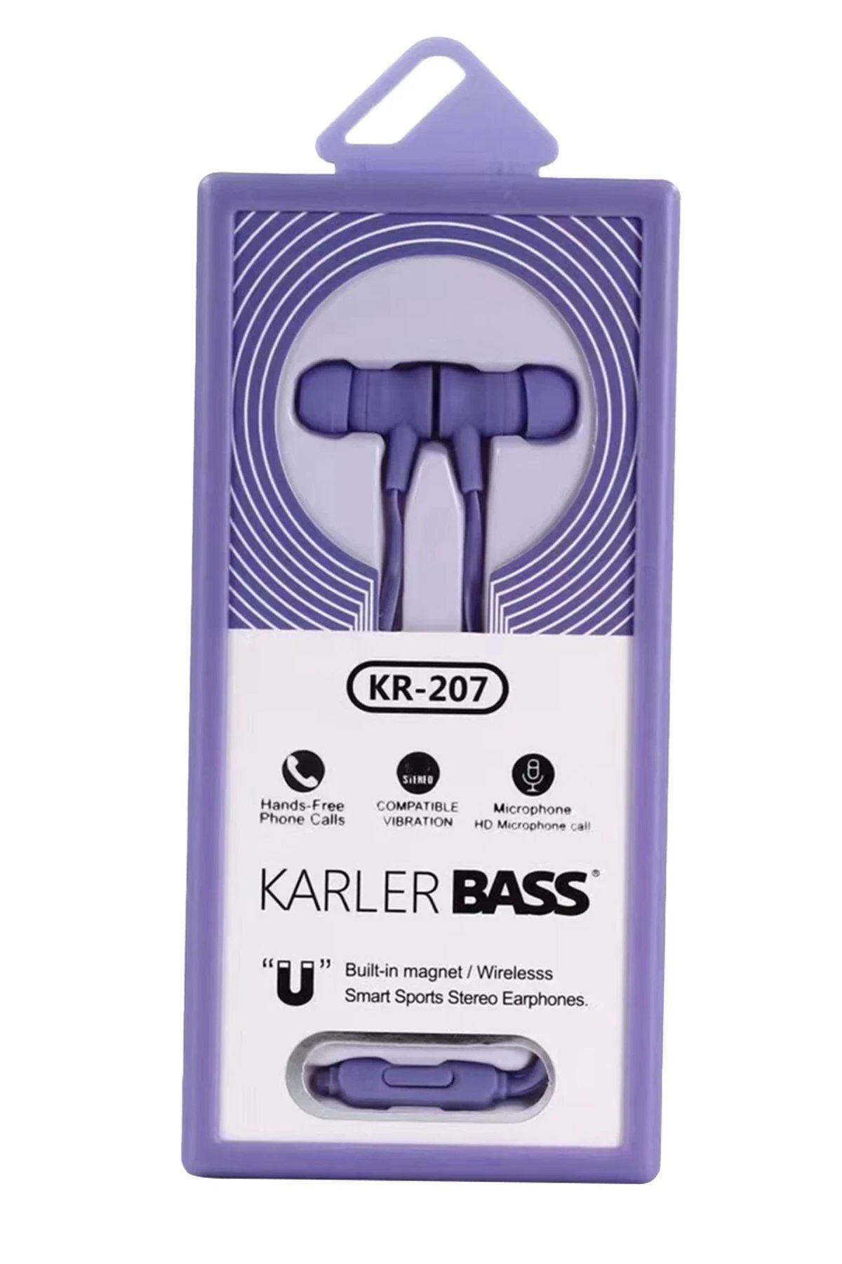 Toptan Bulurum Karler Bass KR-207 Mıknatıslı Kablolu Kulaklık - Mor