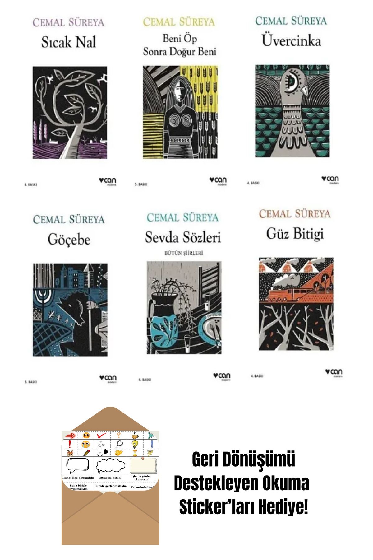 Can Yayınları Cemal Süreyya Set (6 Kitap) + Okuma Sticker'ları