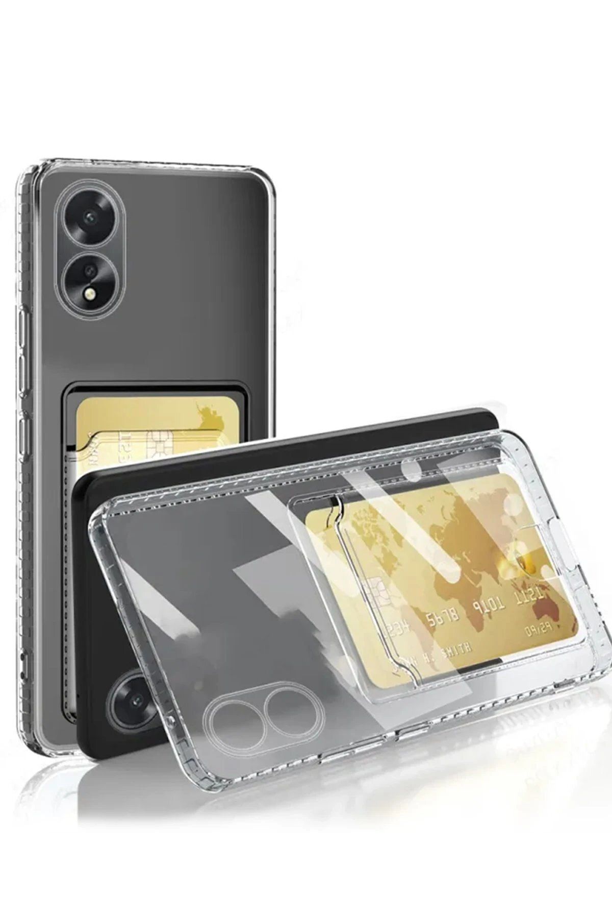 CepteToptan Newface Oppo A38 Kılıf Kart Şeffaf Silikon - Şeffaf
