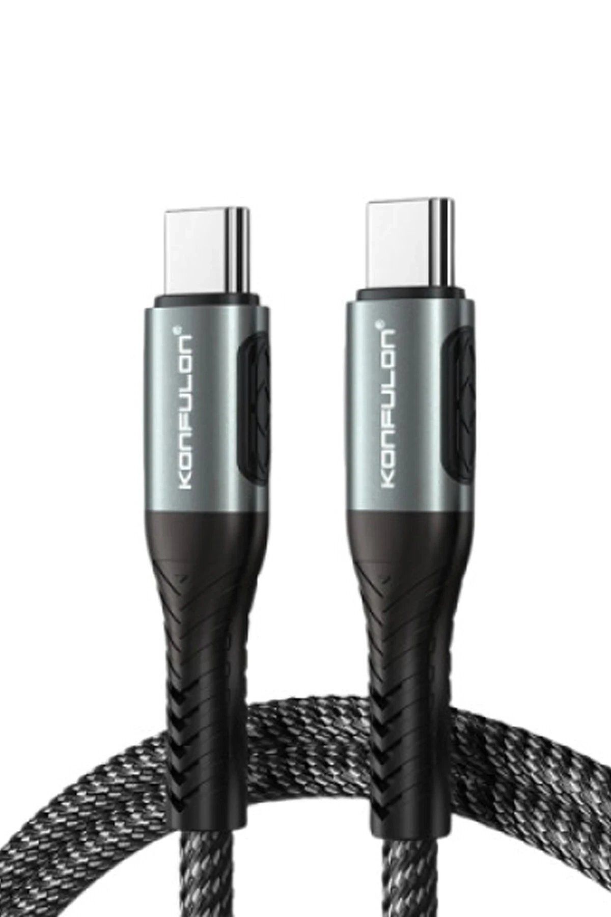 CepteToptan Konfulon DC43 Type-C to Type-C 1M Örgü 60W Hızlı Şarj Kablo - Siyah