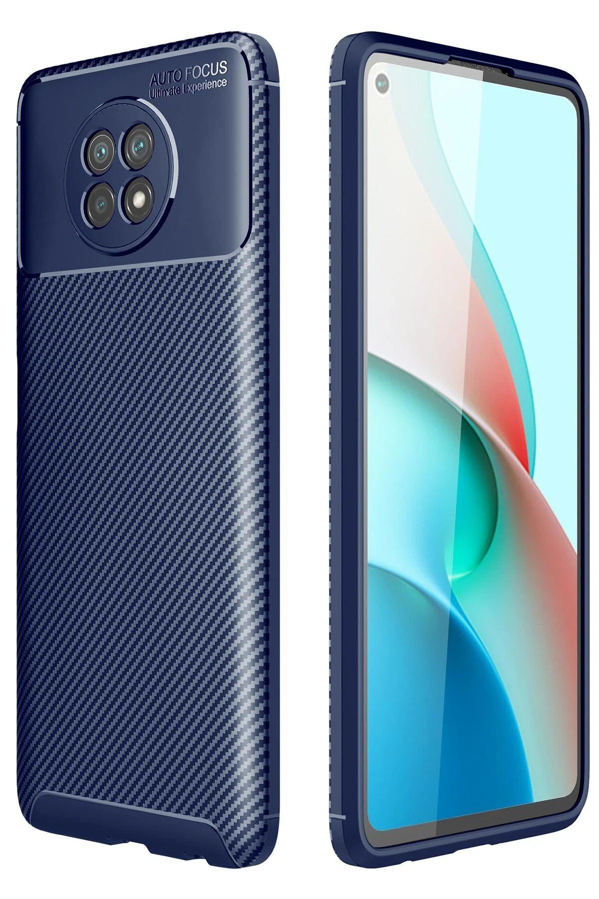 CepteToptan Newface Xiaomi Redmi Note 9 5G Kılıf Auto Focus Karbon Kapak - Lacivert