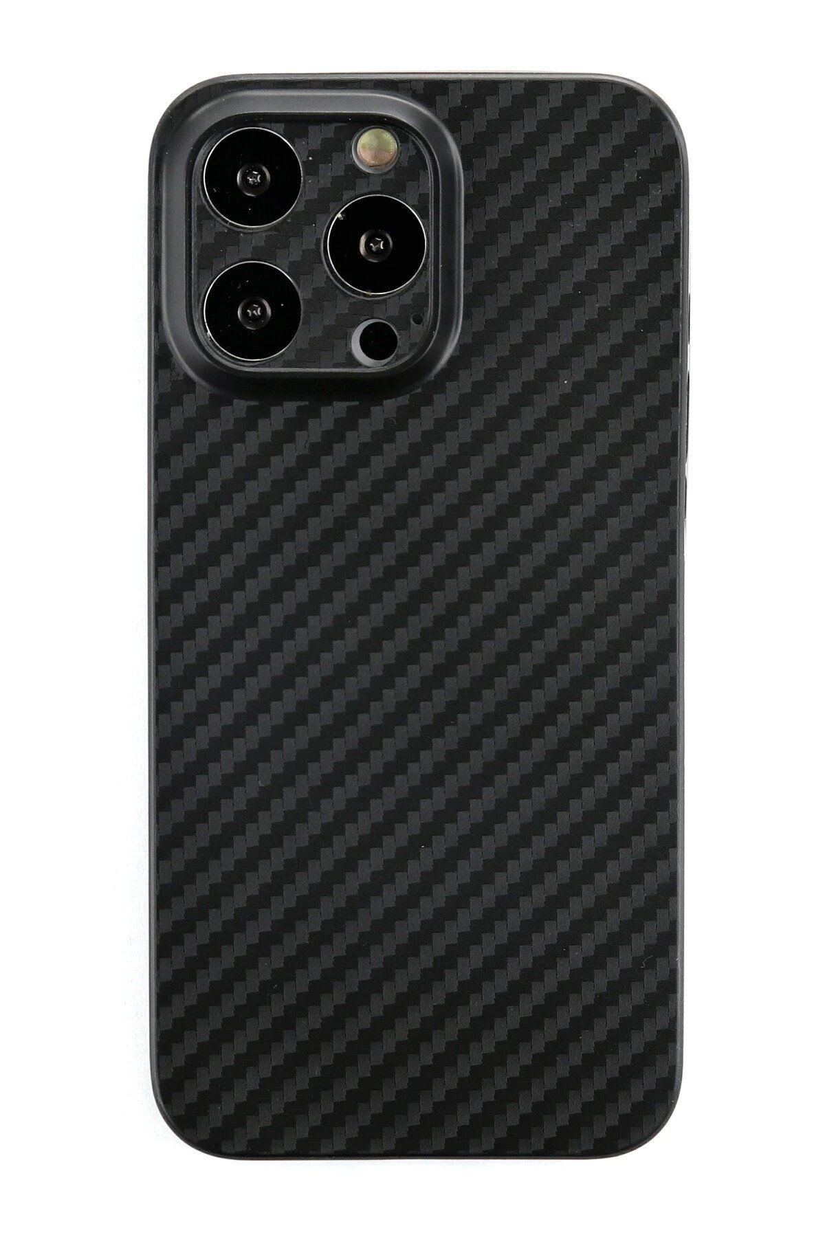 CepteToptan Newface iPhone 13 Pro Kılıf Karbon PP Silikon - Siyah