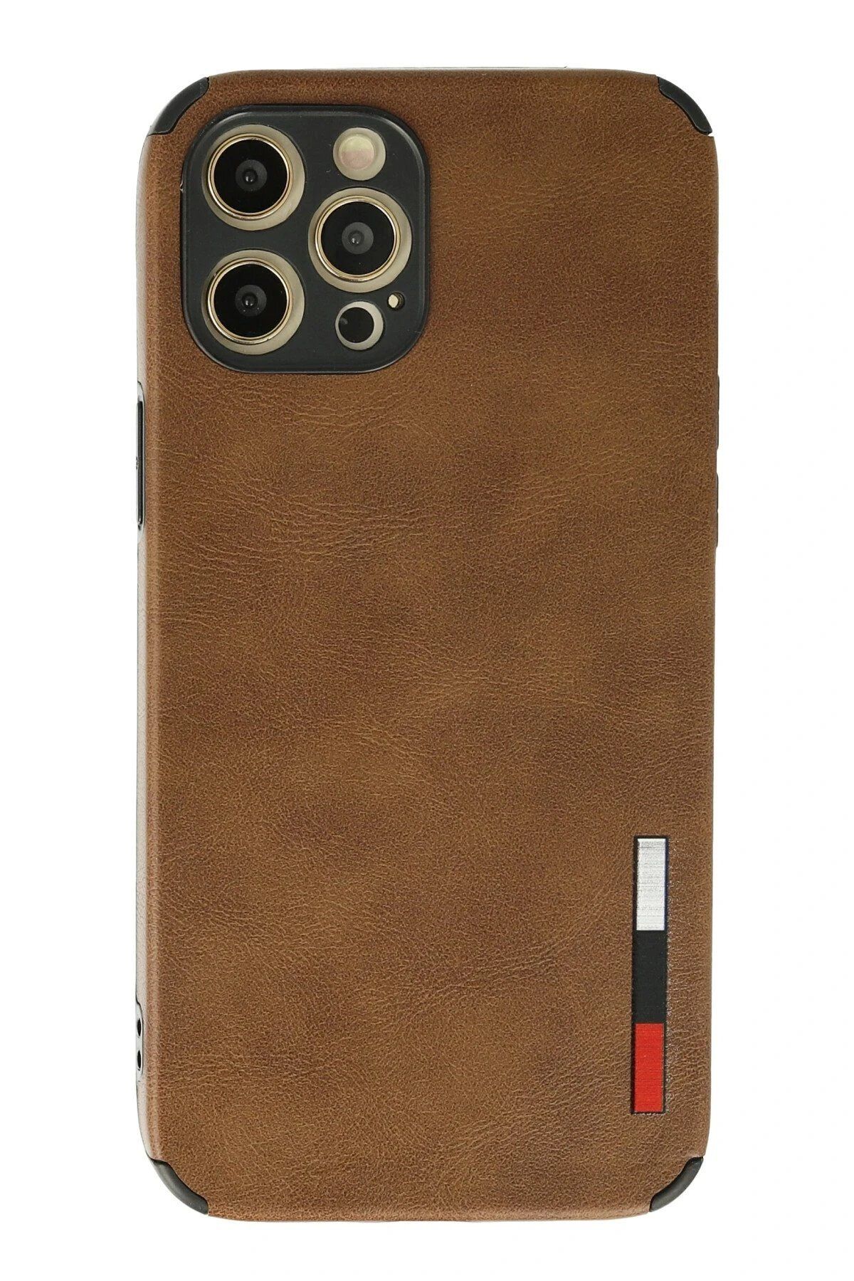 CepteToptan Newface iPhone 12 Pro Max Kılıf Loop Deri Silikon - Kahverengi