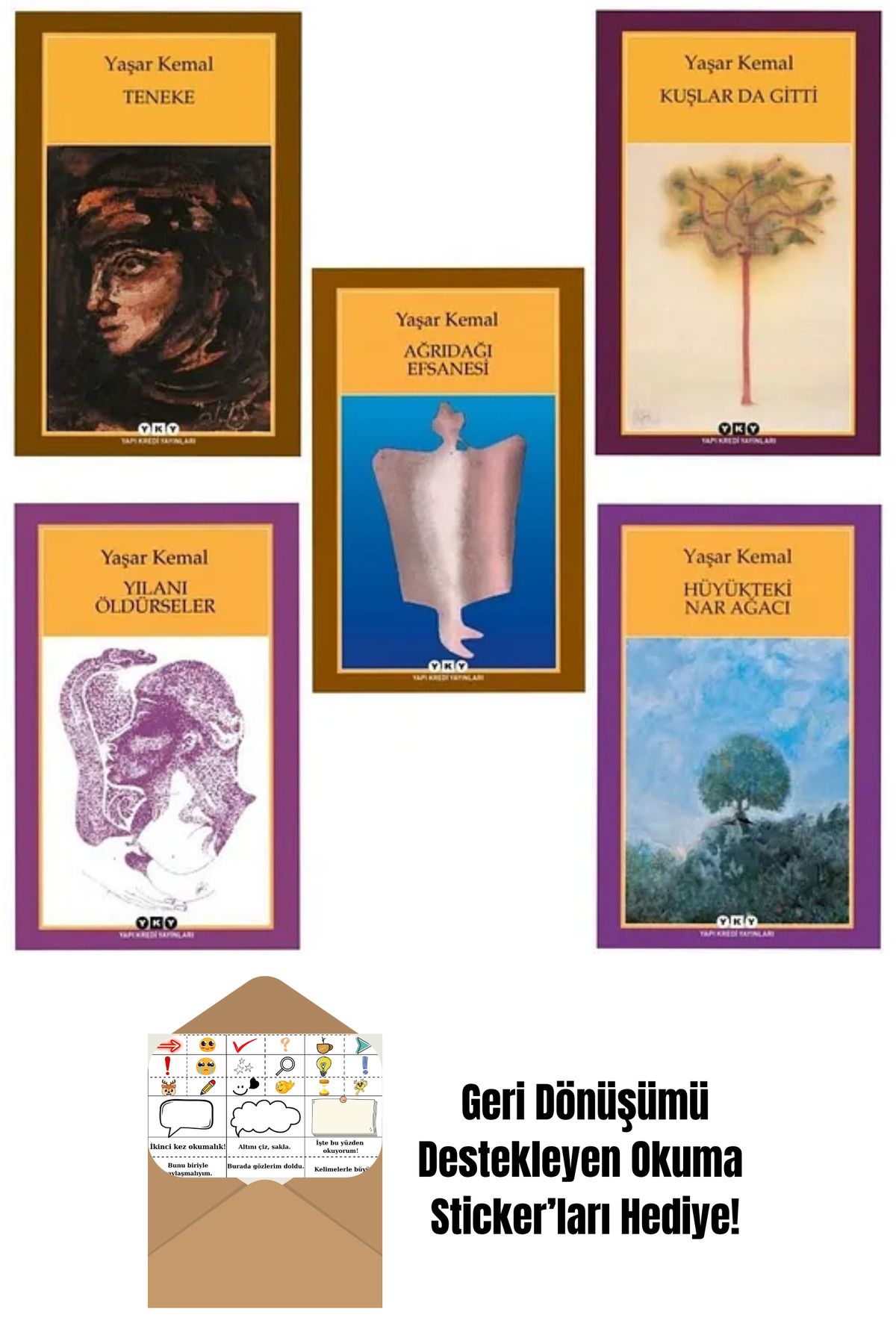 Yapı Kredi Yayınları Yaşar Kemal 5 Kitap Set + Okuma Sticker'ları
