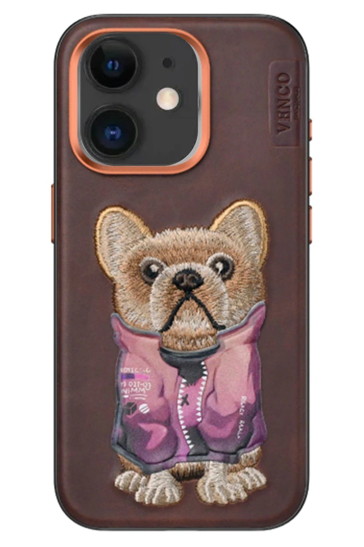 CepteToptan Venco iPhone 11 Cute Desenli Kapak - Koyu Kahve