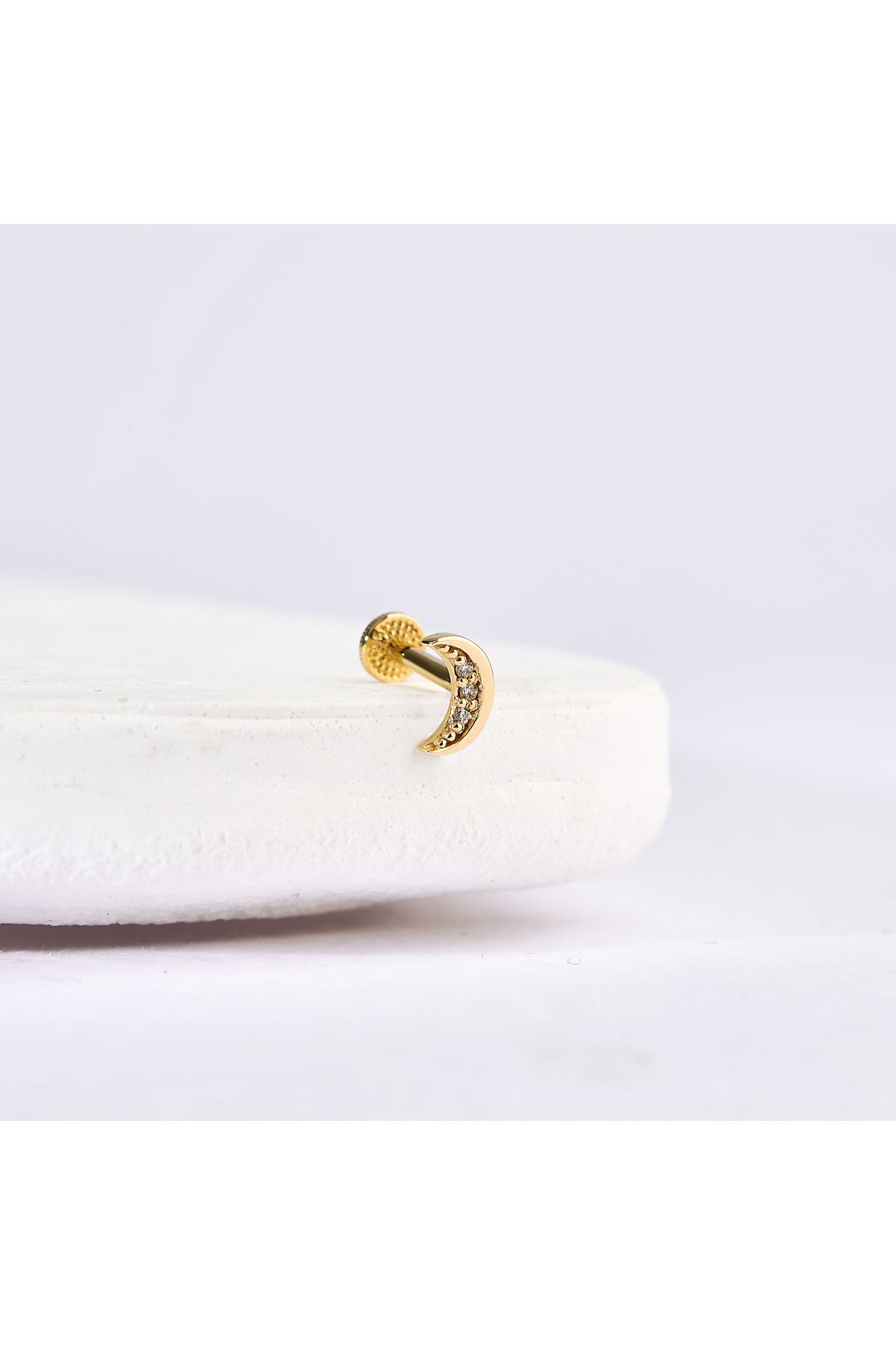 Akar Jewellery 14 Ayar Altın Taşlı Minimal Helix/Kıkırdak Pırlanta Piercing