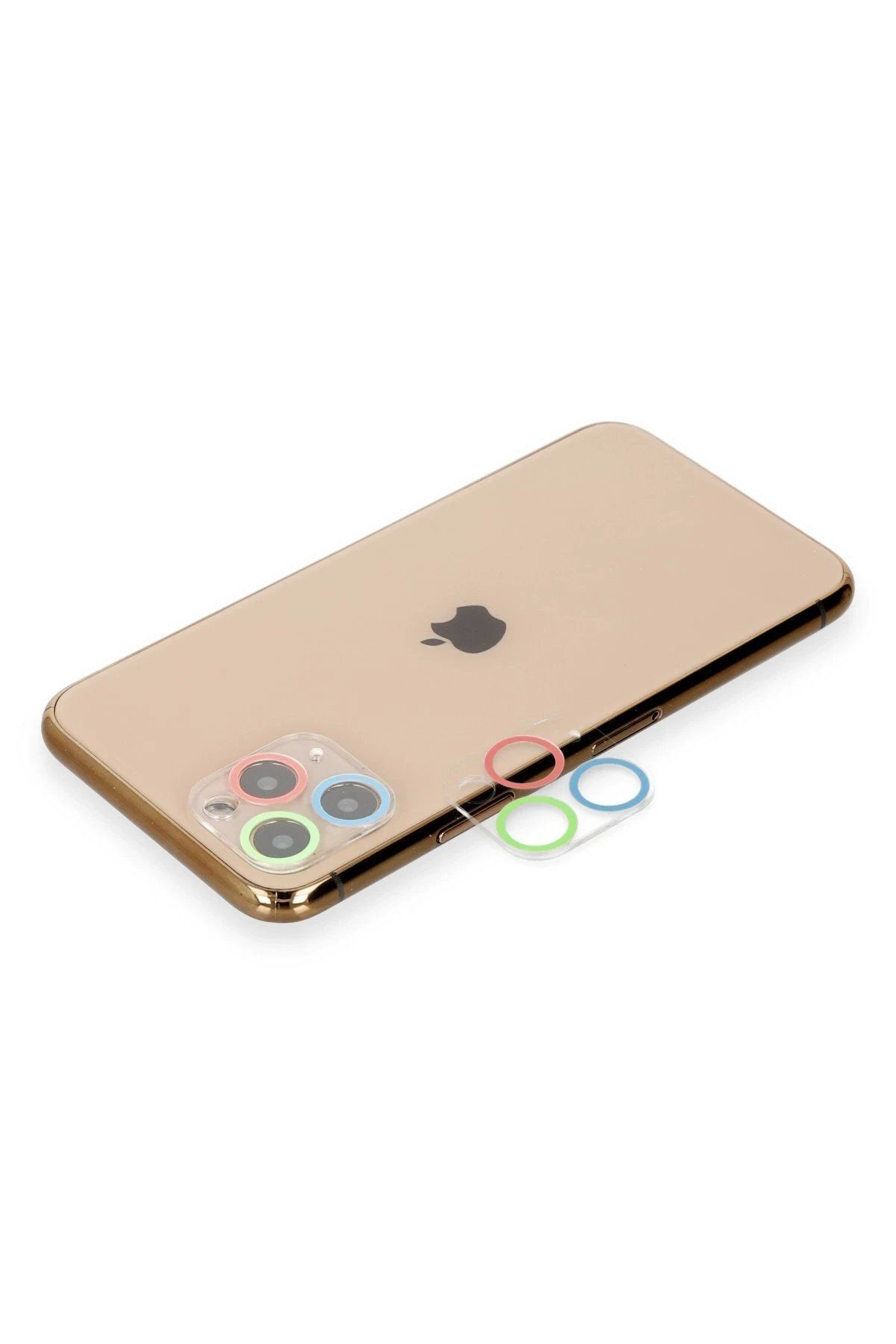 CepteToptan Newface iPhone 11 Pro Renkli Kamera Lens Koruma Cam - Mavi-Yeşil