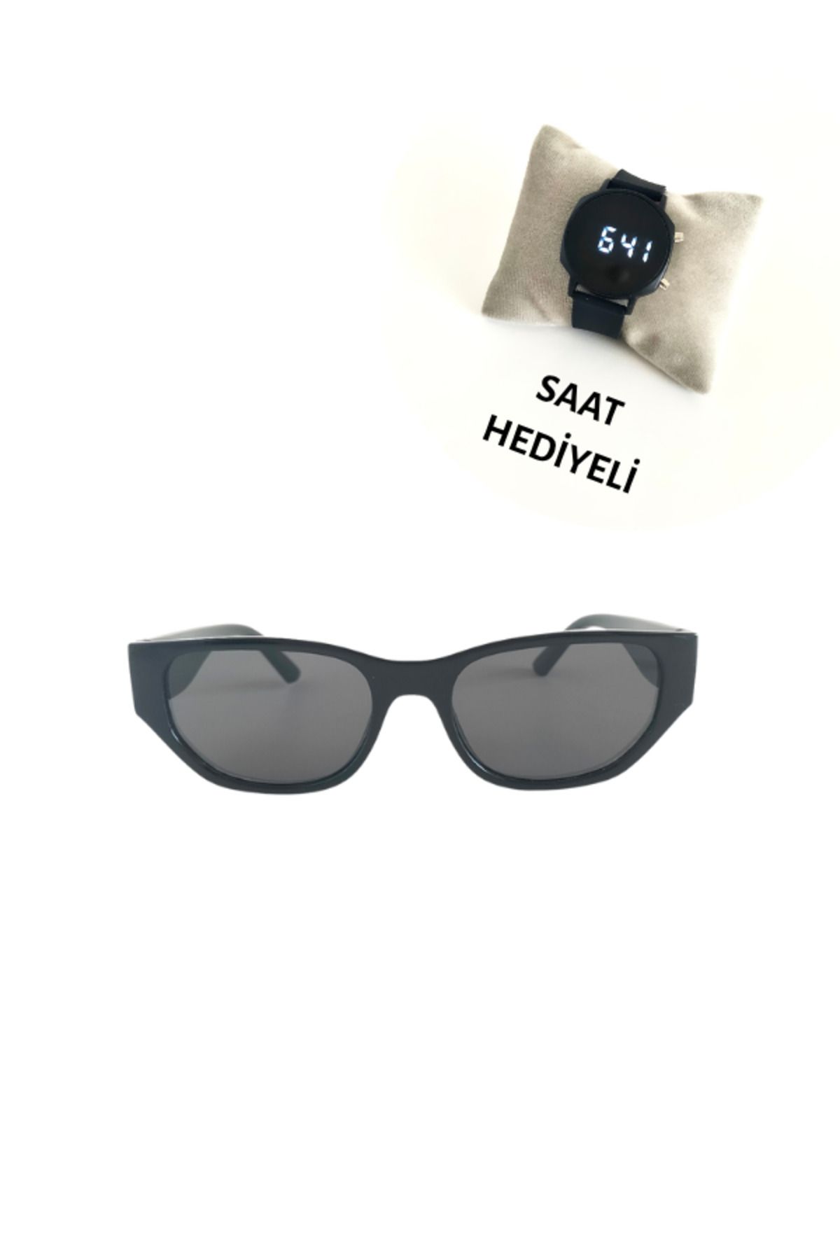 otio Kadın Güneş Gözlüğü Siyah , Saat Hediyeli