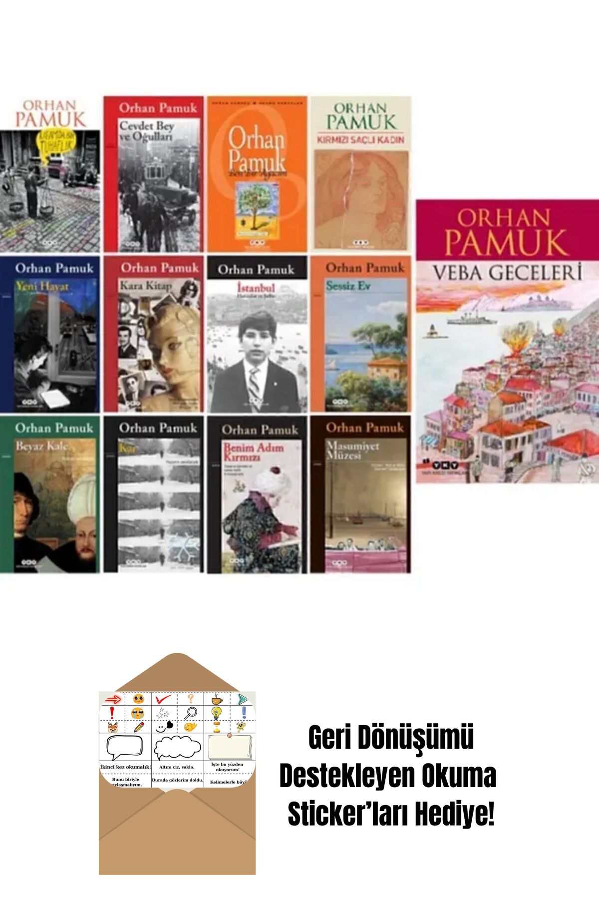 Yapı Kredi Yayınları Orhan Pamuk 13 Kitap Set + Okuma Sticker'ları