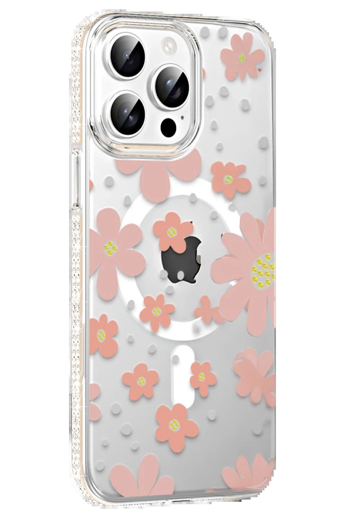 CepteToptan Joko Apple iPhone 15 Pro Floral Magsafe Kapak - Pembe