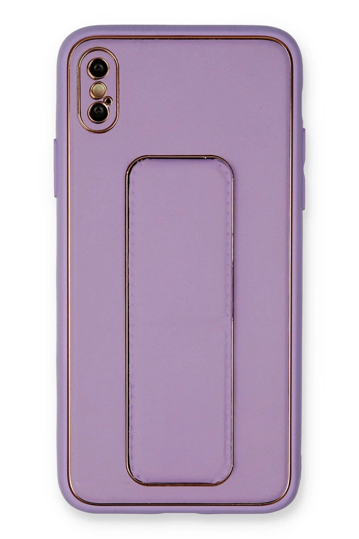CepteToptan Newface iPhone XS Max Kılıf Coco Deri Standlı Kapak - Koyu Lila