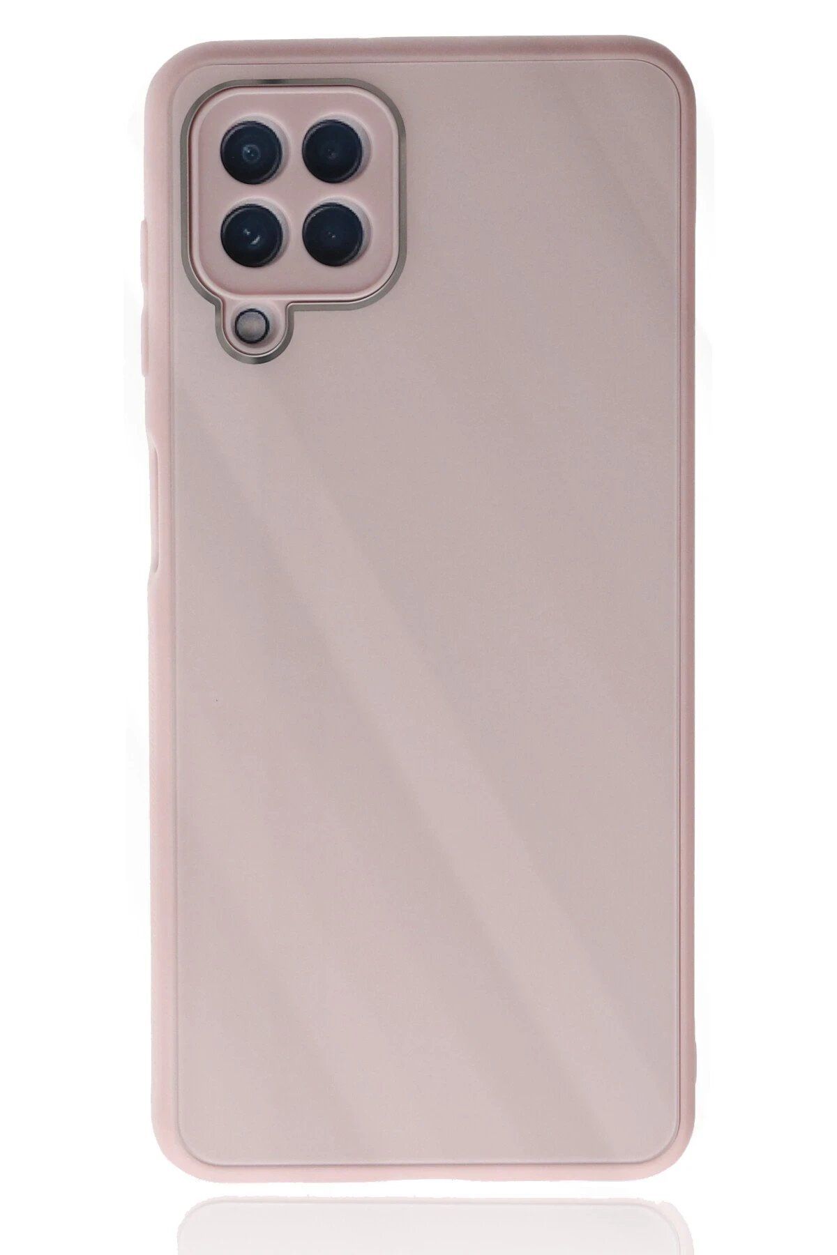 CepteToptan Newface Samsung Galaxy A22 Kılıf Glass Kapak - Pembe