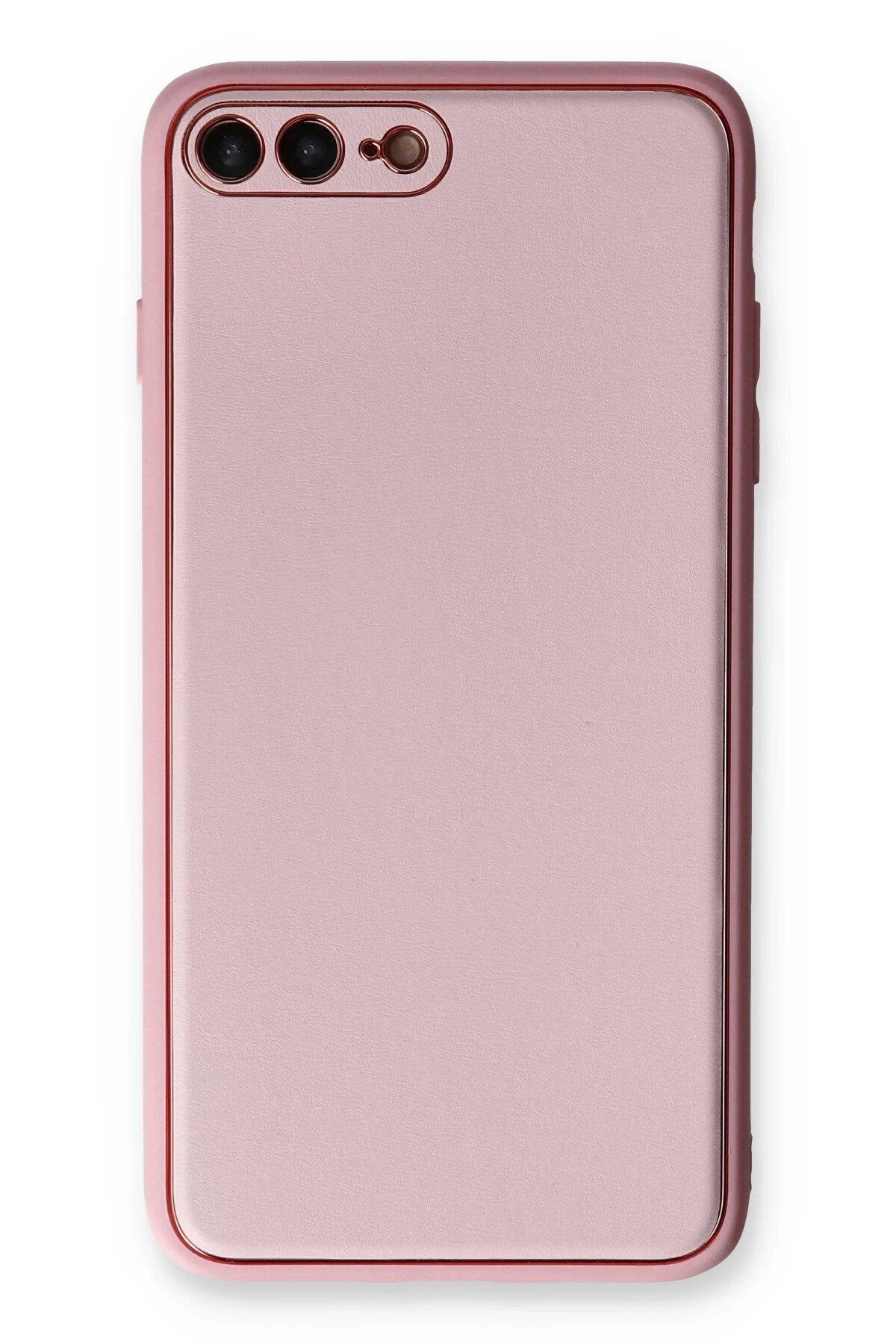 CepteToptan Newface iPhone 7 Plus Kılıf Coco Deri Silikon Kapak - Pudra