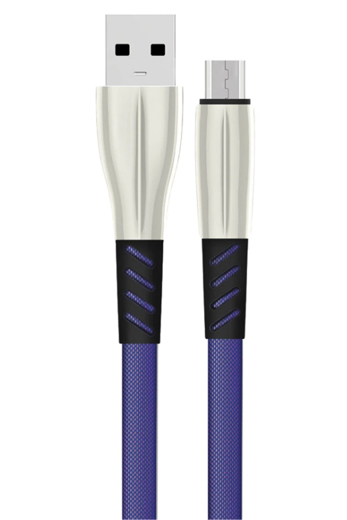 CepteToptan Konfulon S88 Metal Uçlu Micro USB Kablo 1M 2.4A - Mavi
