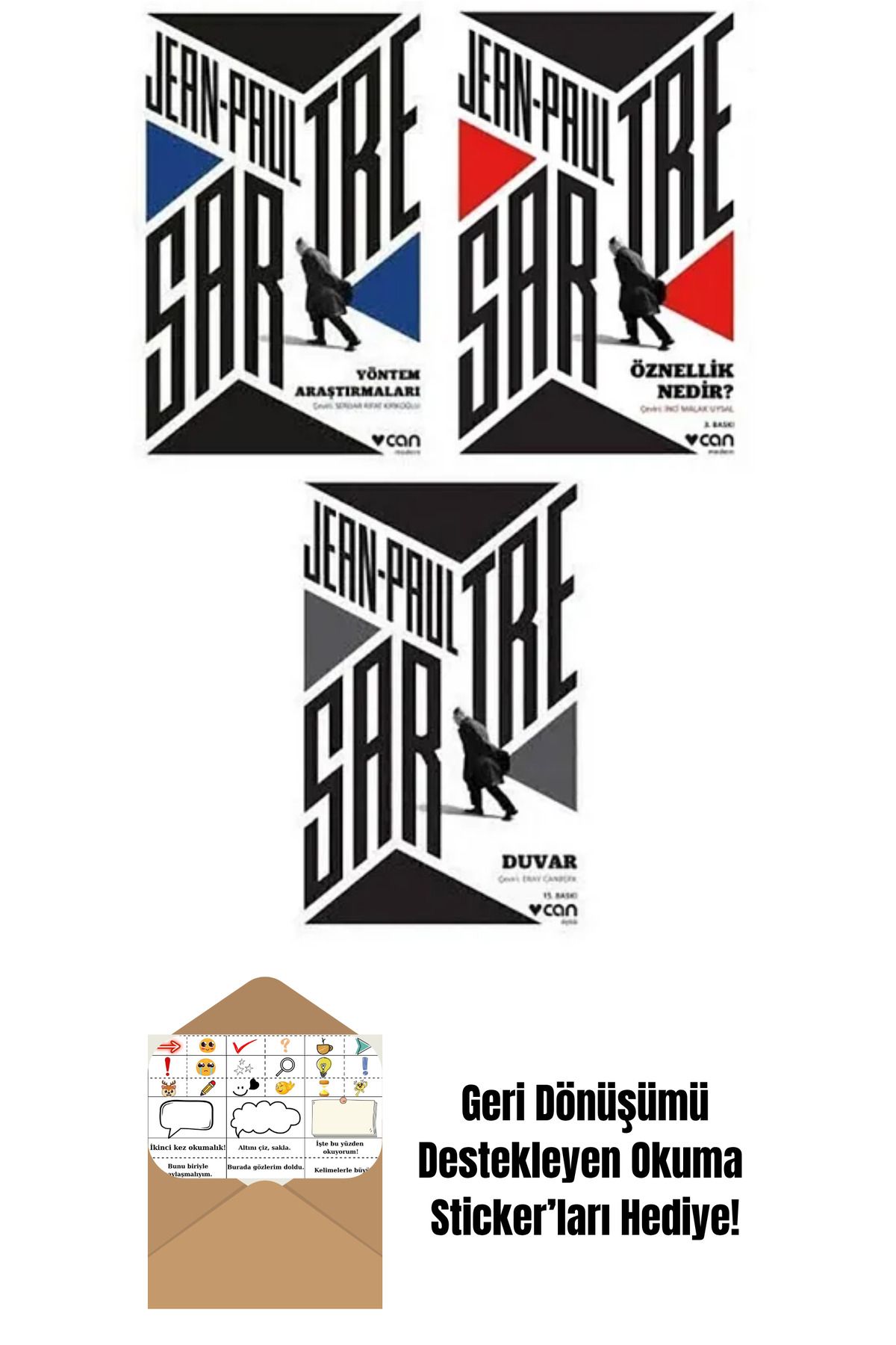 Can Yayınları Jean-paul Sartre 3 Kitap Set + Okuma Sticker'ları