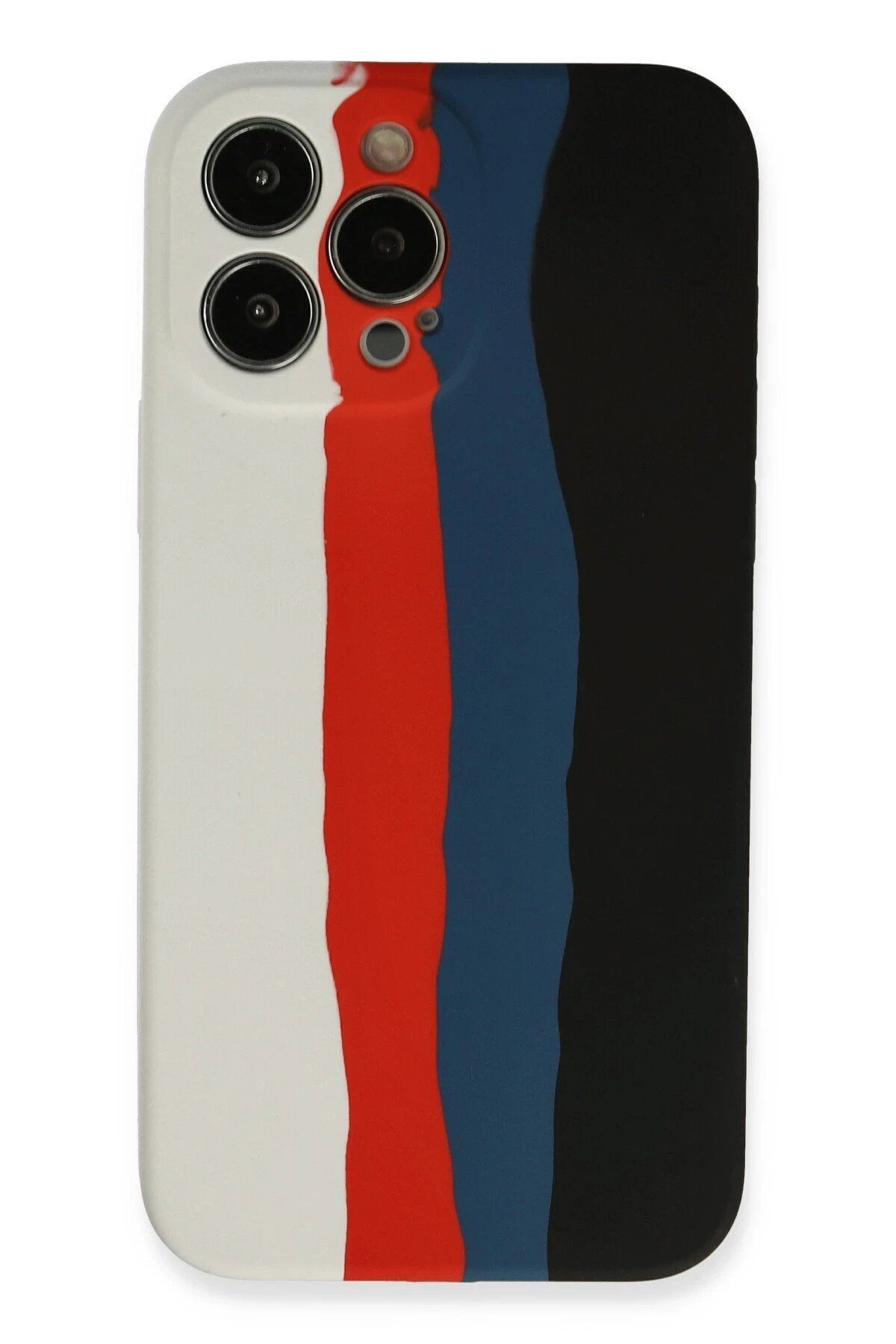 CepteToptan Newface iPhone 13 Pro Kılıf Ebruli Lansman Silikon - Beyaz-Siyah