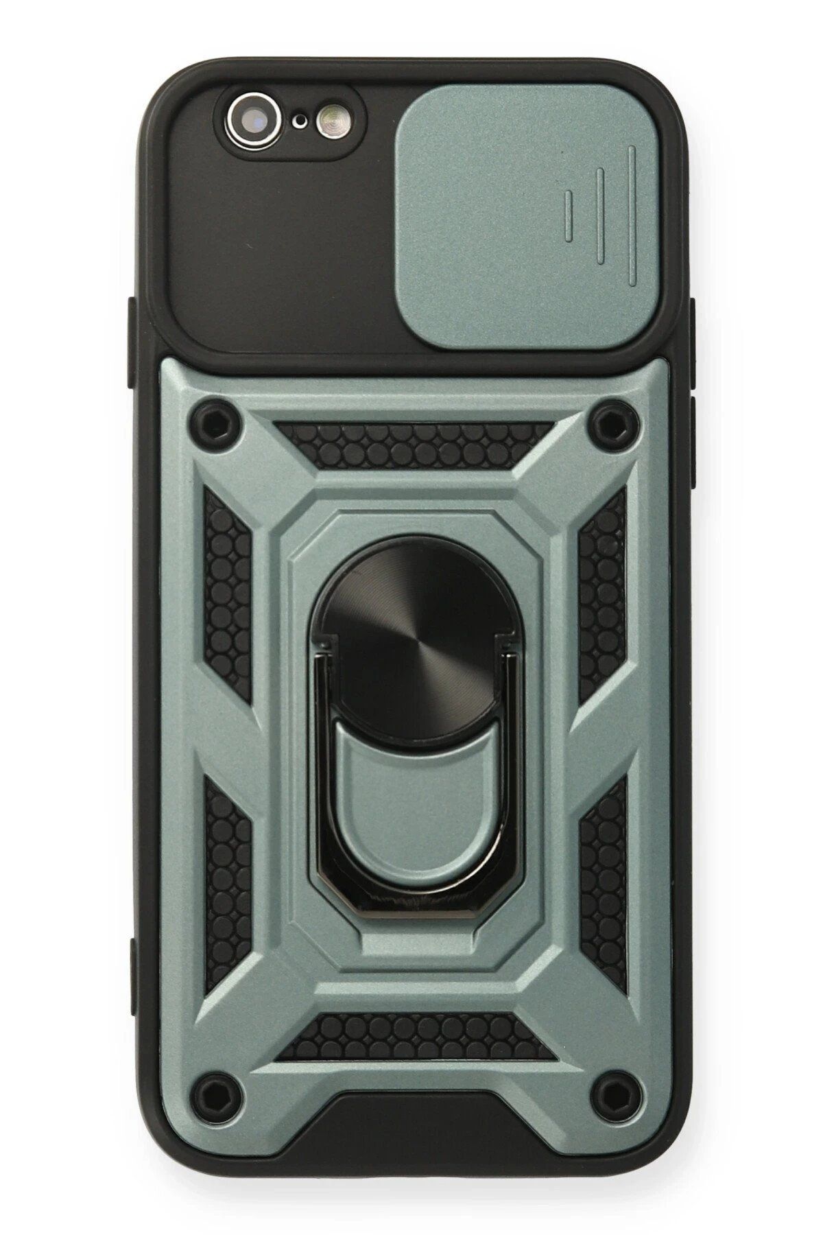 CepteToptan Newface iPhone 6 Kılıf Pars Lens Yüzüklü Silikon - Yeşil