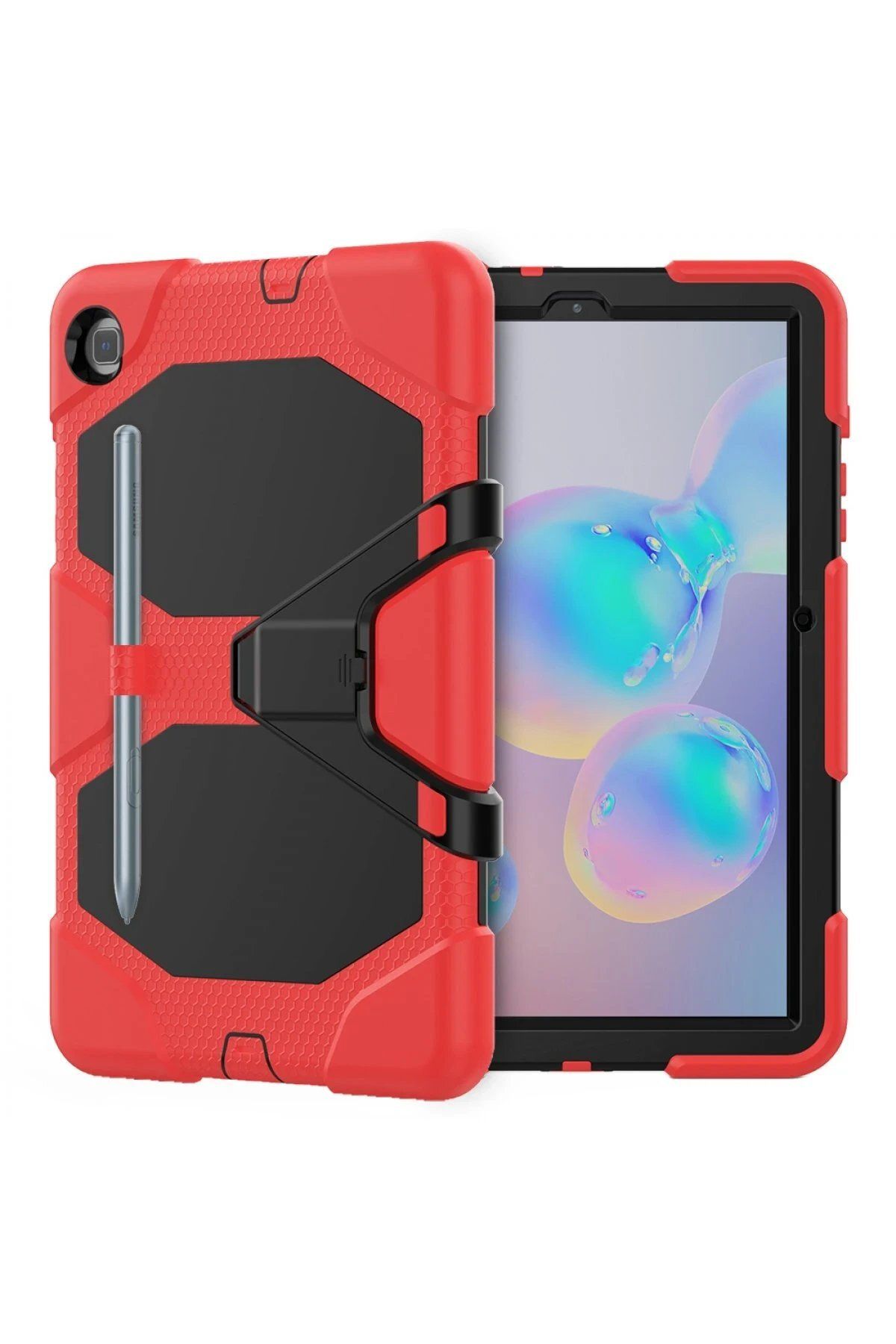 CepteToptan Newface Samsung Galaxy P610 Tab S6 Lite 10.4 Kılıf Griffin Tablet Kapak - Kırmızı