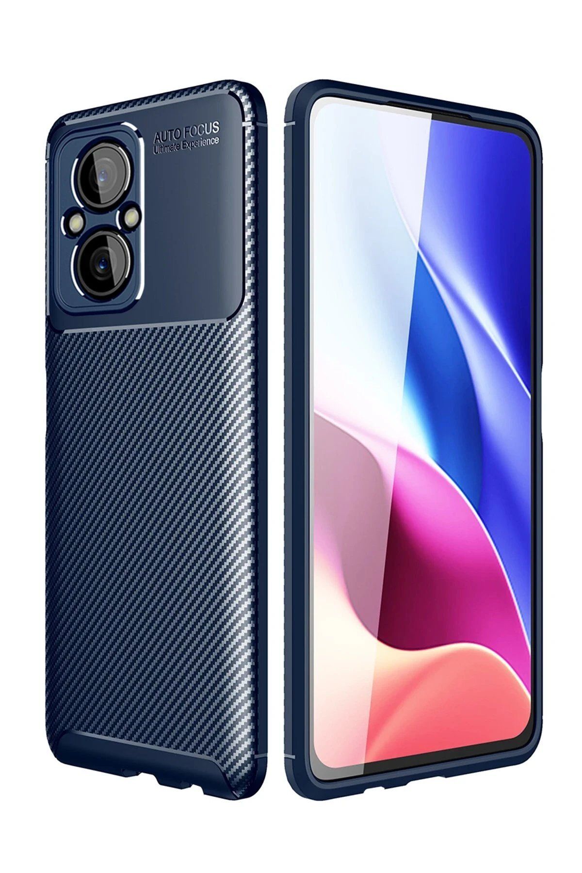 ENEFENDİ Newface Xiaomi Poco M5 Kılıf Auto Focus Karbon Kapak - Lacivert