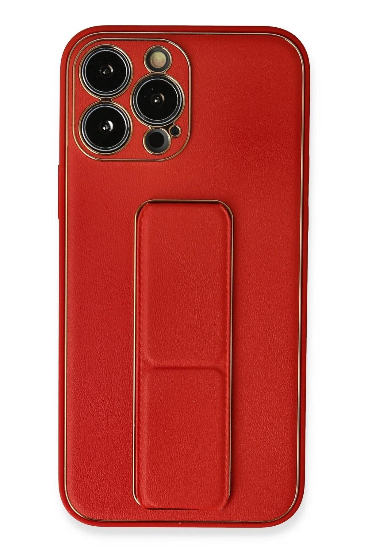 CepteToptan Newface iPhone 13 Pro Kılıf Coco Deri Standlı Kapak - Kırmızı